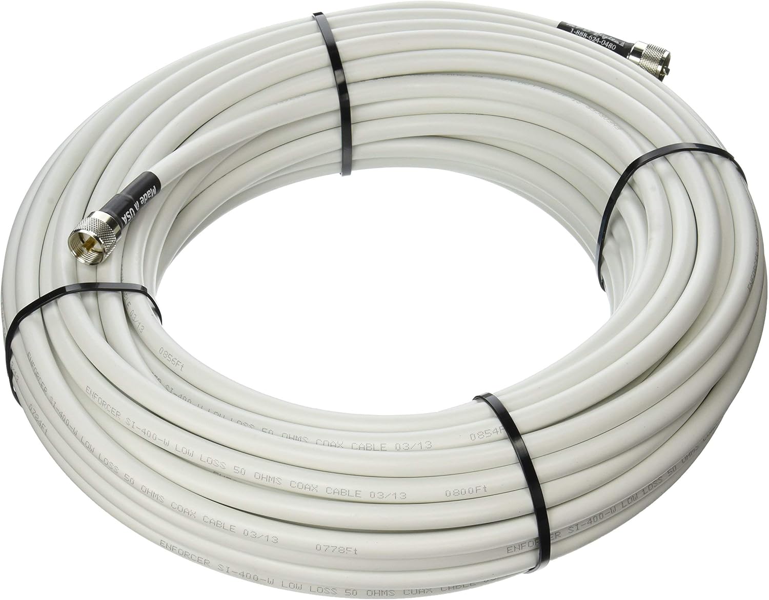 Exclusive Discount 90% Price MPD Digital MPD-400 PVC White Superflex RF Marine 50 ohm MPD400 Coaxial Cable with UHF PL259 Male Crimp Connectors, 10 ft