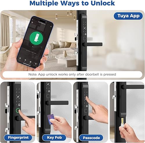 Miniatura 5 de Cerradura inteligente para puerta corredera, cerradura de puerta de vidrio deslizante con huella digital, cerradura de mortaja inteligente JNZCH con