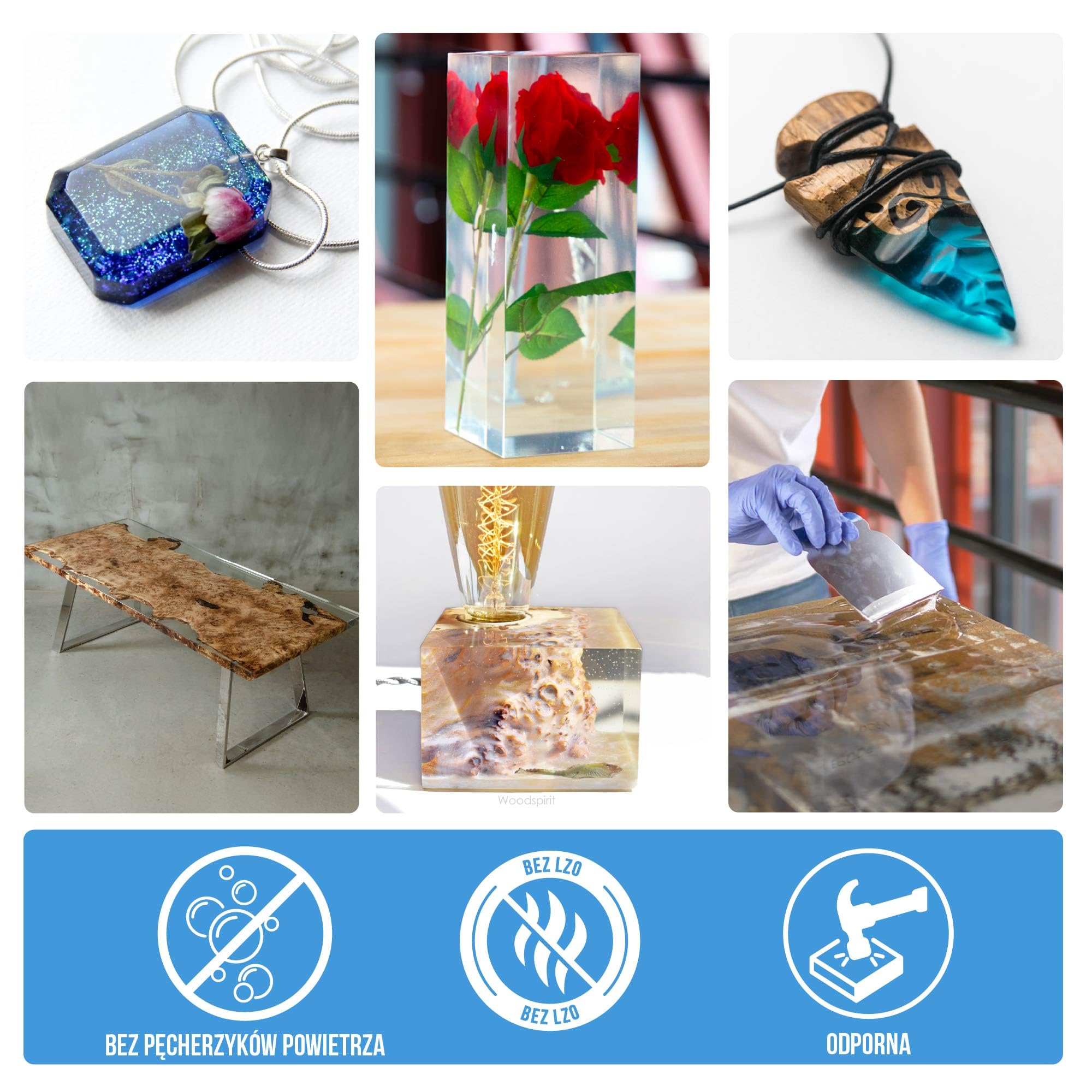 EPODEX Żywica Epoksydowa – Seria PRO | Krystalicznie przezroczysta do odlewów 0–2cm, 5cm lub 10cm | Do powłok, sztuki, biżuterii, lamp, river table i innych projektów z żywicą