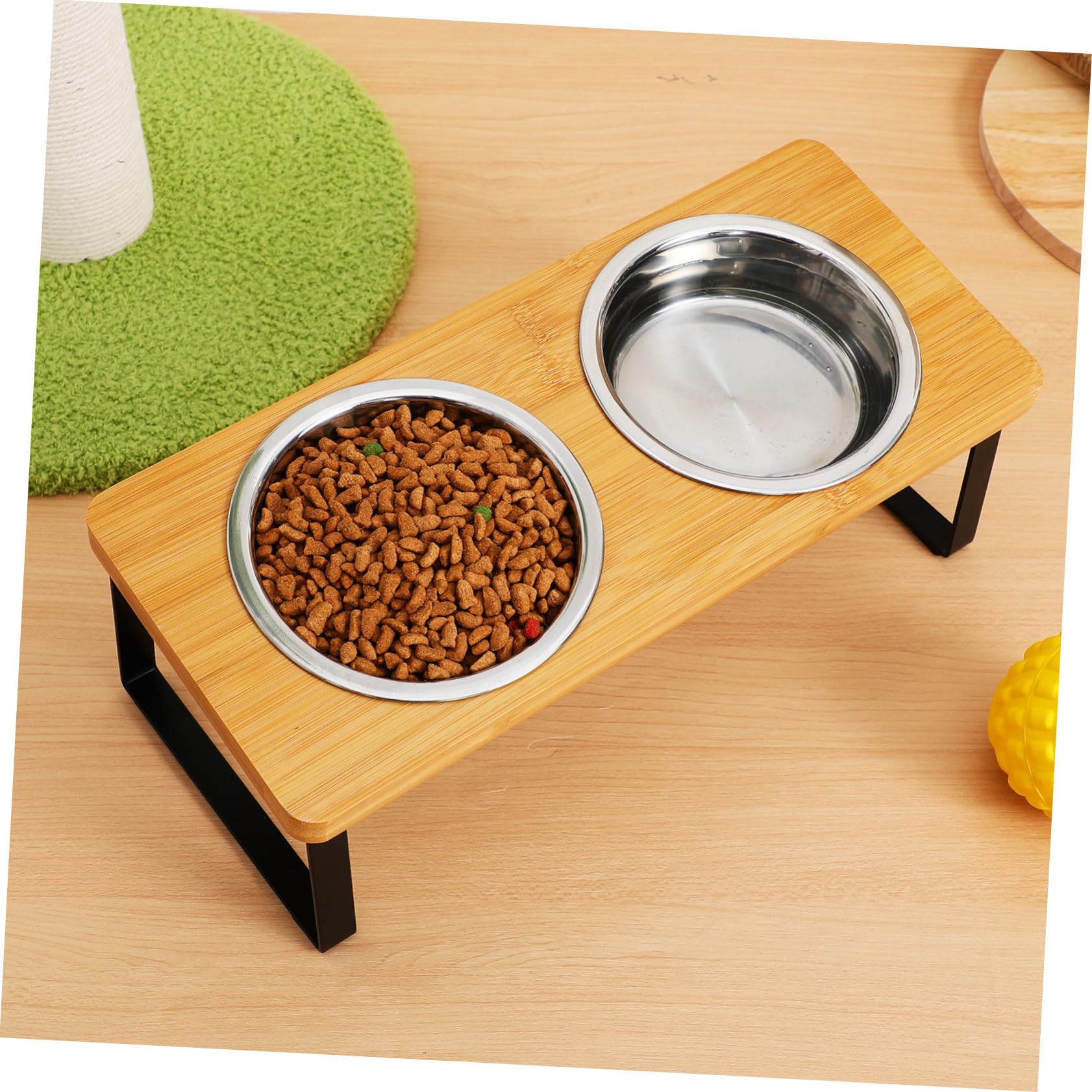 Comedero Elevado para Gatos con Soporte, Doble Cuenco de Acero Inoxidable | Base Antideslizante, Diseño Ergonómico, Uso Interior, Apto para Gato y Perro Pequeño