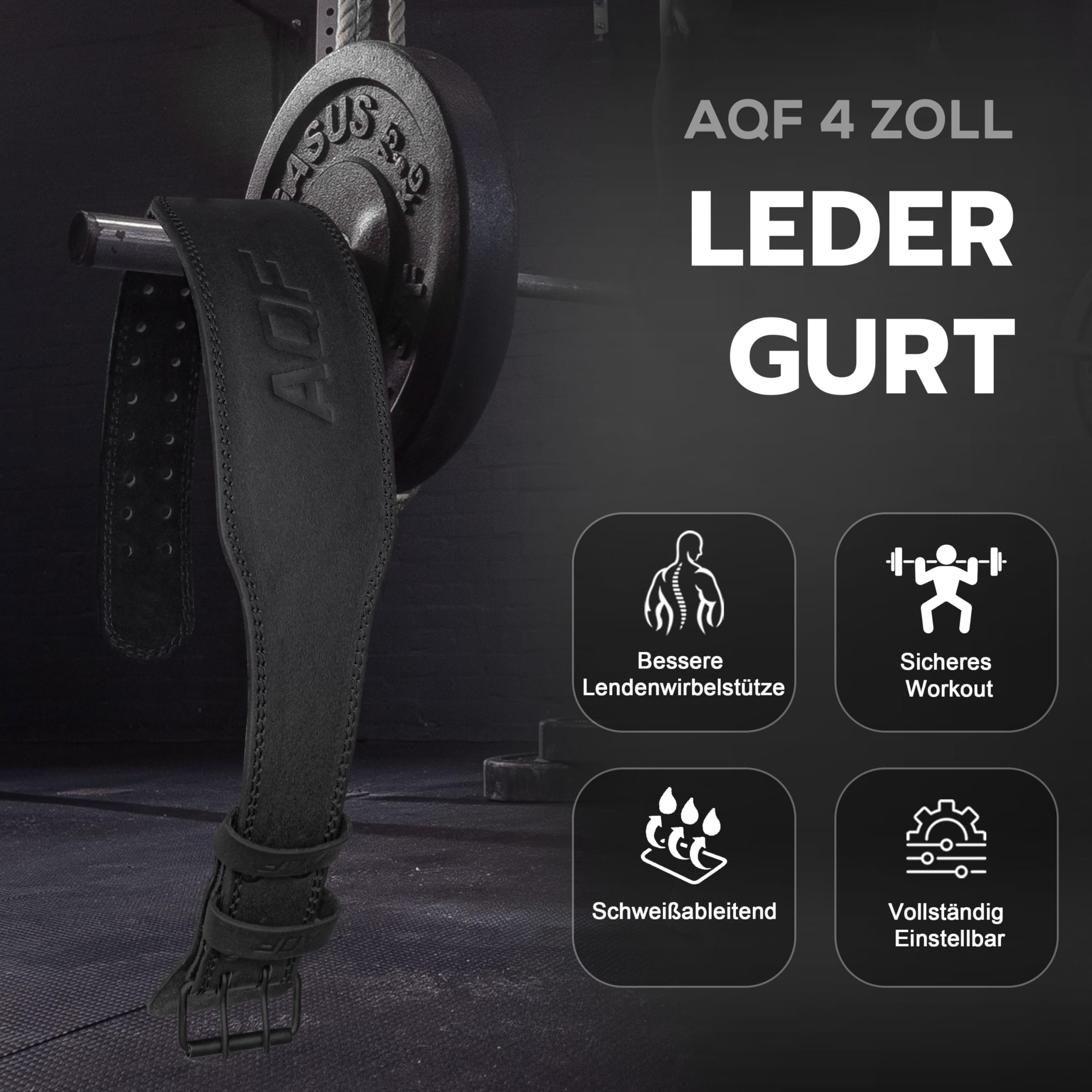 AQF Gewichthebergürtel - 4" 6" Breit Leder Lendenwirbelstütze Gepolsterte Lifting Belt, Gym Belt Mit Stahlrollenschnalle, Sportgürtel Für Bodubuilding & Fitness