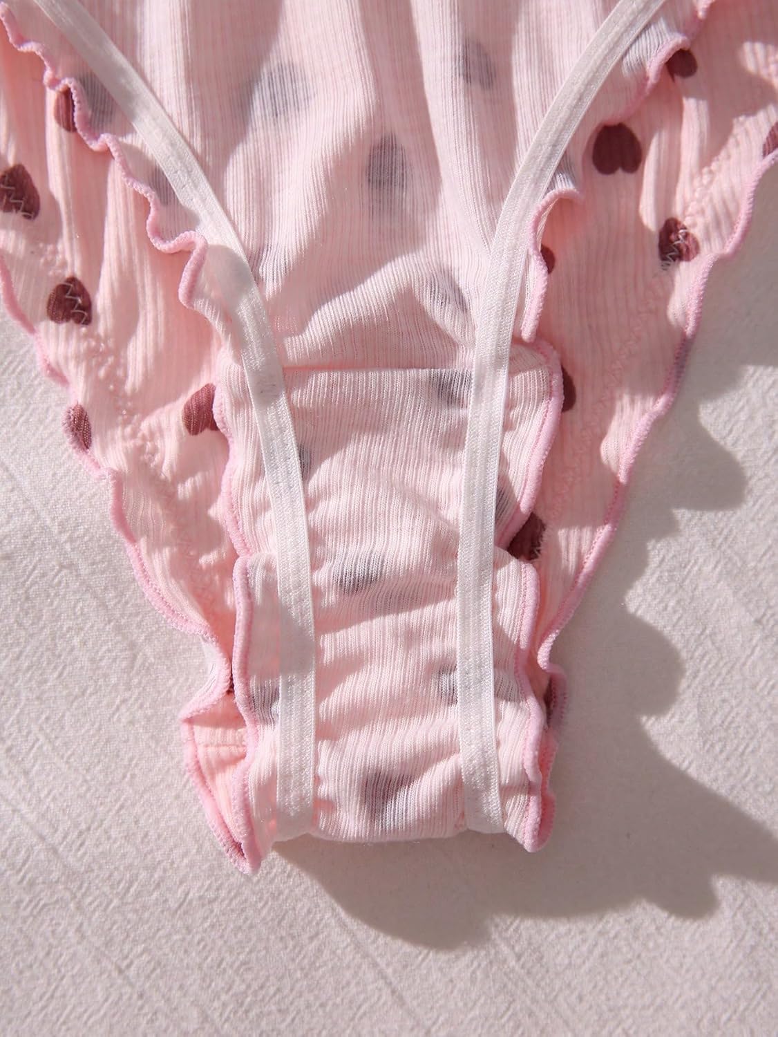 SHENHE Women's 3 Packs Frilly Panties Vintage Style Heart Print Mid Rise Ruffle Cute Panties Underwear - Image 4