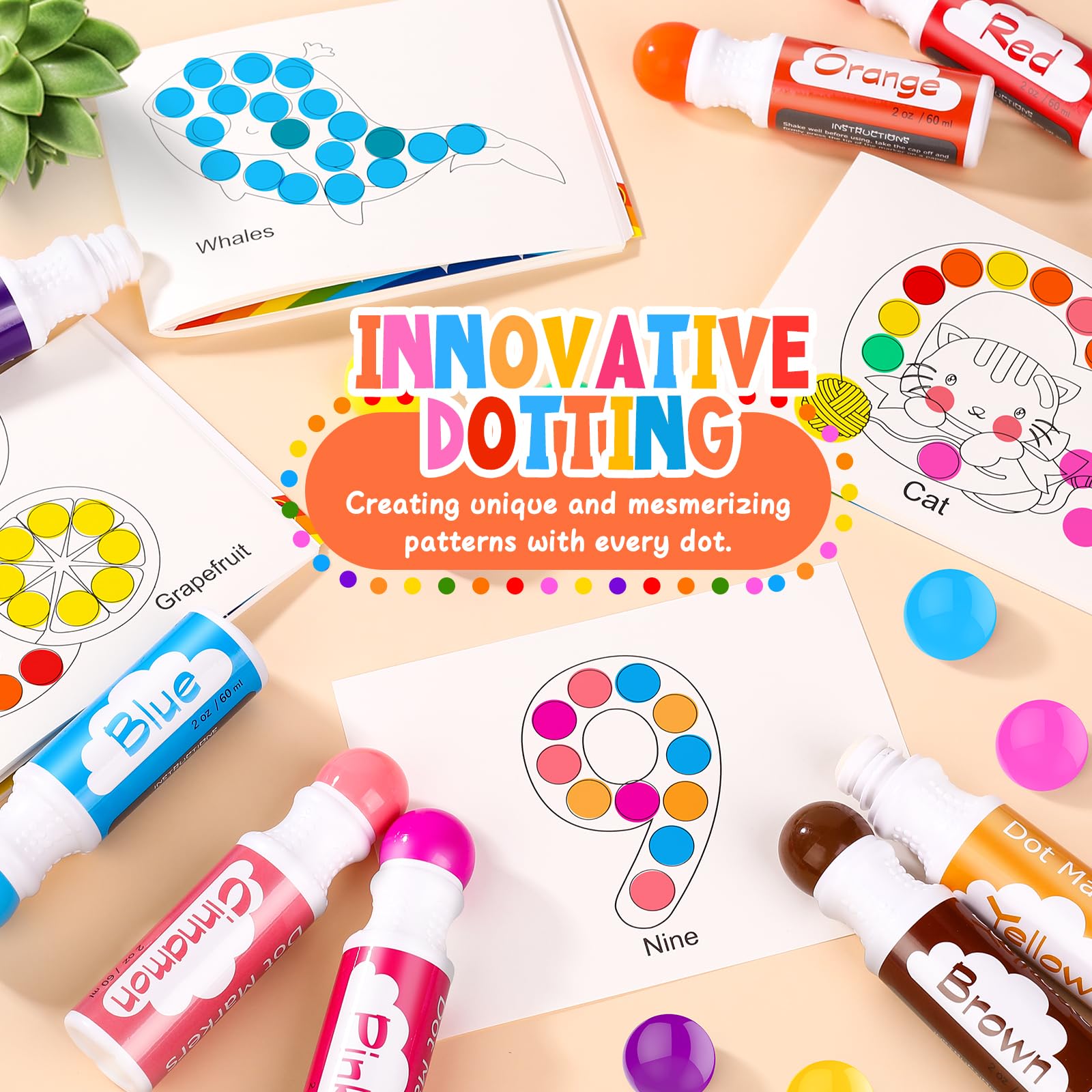 Soucolor Confezione da 96 pennarelli lavabili per bambini e bambini, 8 colori vivaci, atossici per bingo, arti e mestieri prescolari, forniture per aule scolastiche, pennarelli per un divertimento
