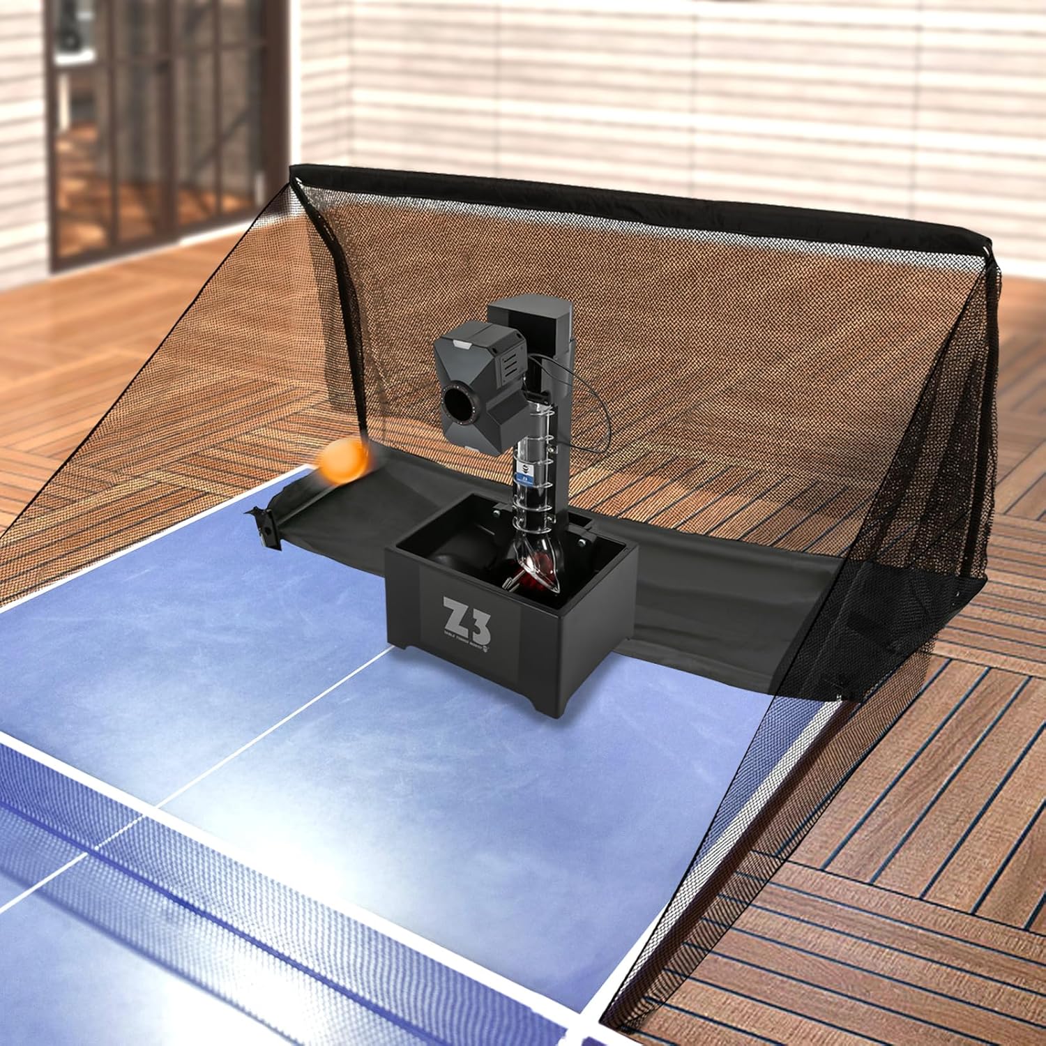 Table Tennis Robot Ping Pong Ball Machine, 10 Programmable Modes Wireless Remote Control Ping Pong Machin, Dual Wheel Auto Feeder with 100 Balls & Net for Training