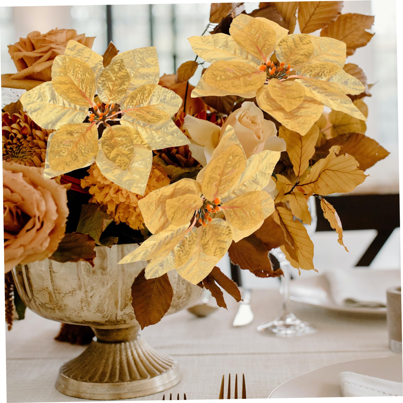 Cabilock 84piezas Flores Artificiales De Poinsettia para Decoración Navideña Flores Falsas para Árboles y Guirnaldas Decoración De Navidad Sin Olor
