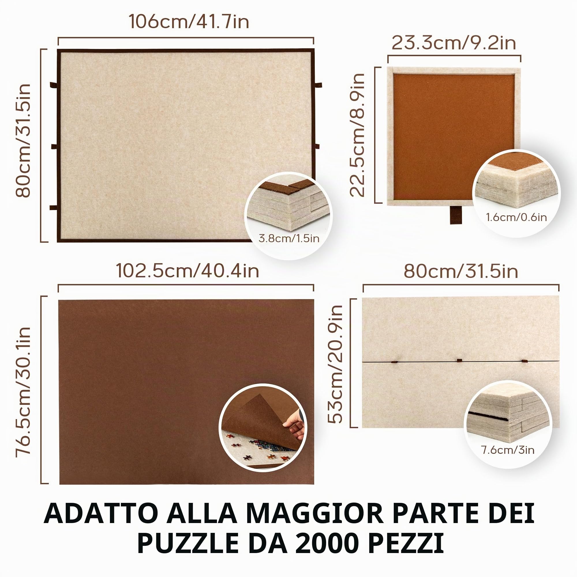 Becko US Tavola puzzle pieghevole e inclinabile con 6 cassetti e coperchio, tavolo puzzle leggero e portatile con supporto integrato per la regolazione dell'angolo per 2000 puzzle
