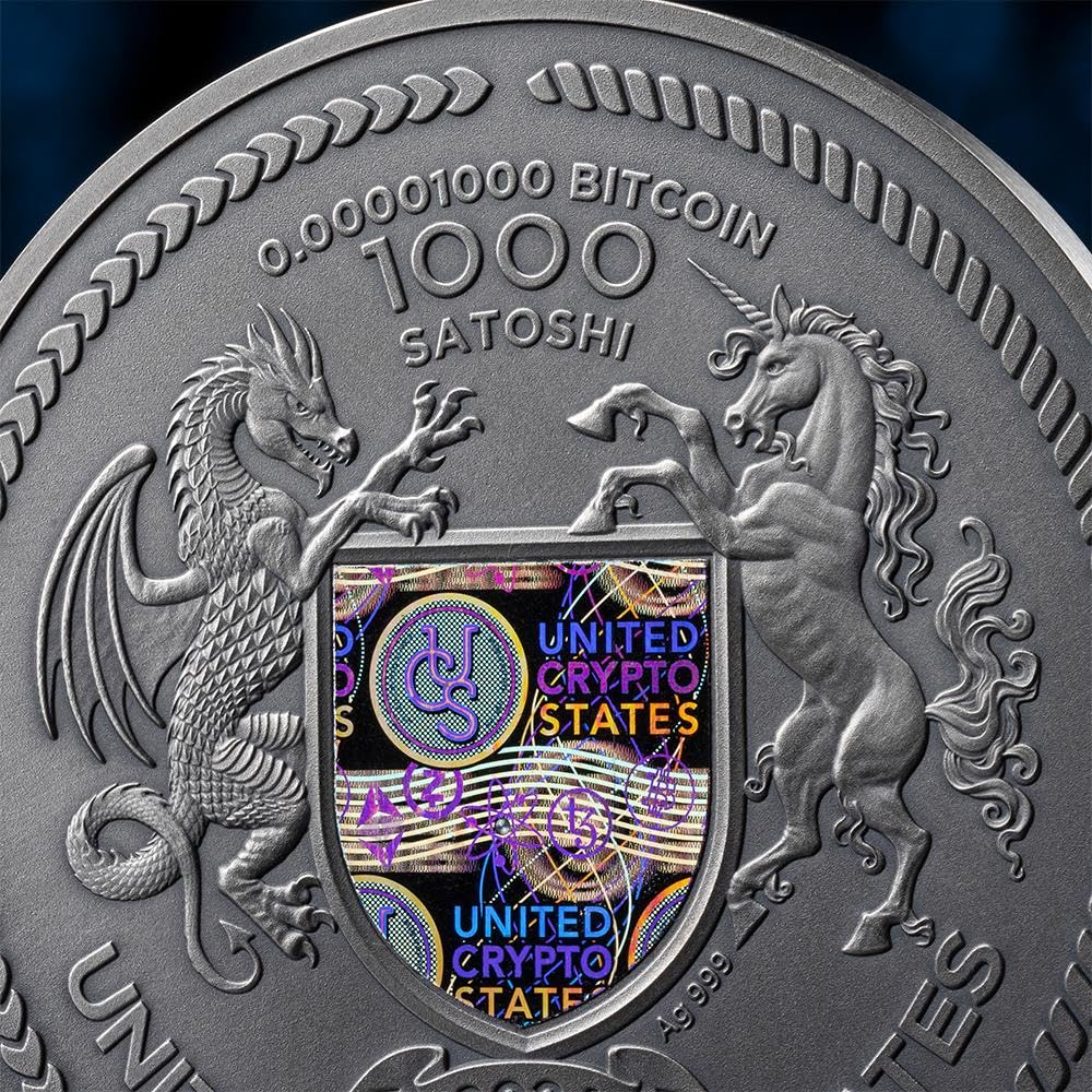 Binary Bull Cryptocurrency 2 Oz Silver Coin 1000 Satoshi United Crypto  States 2024 : Amazon.co.uk: Toys & Games