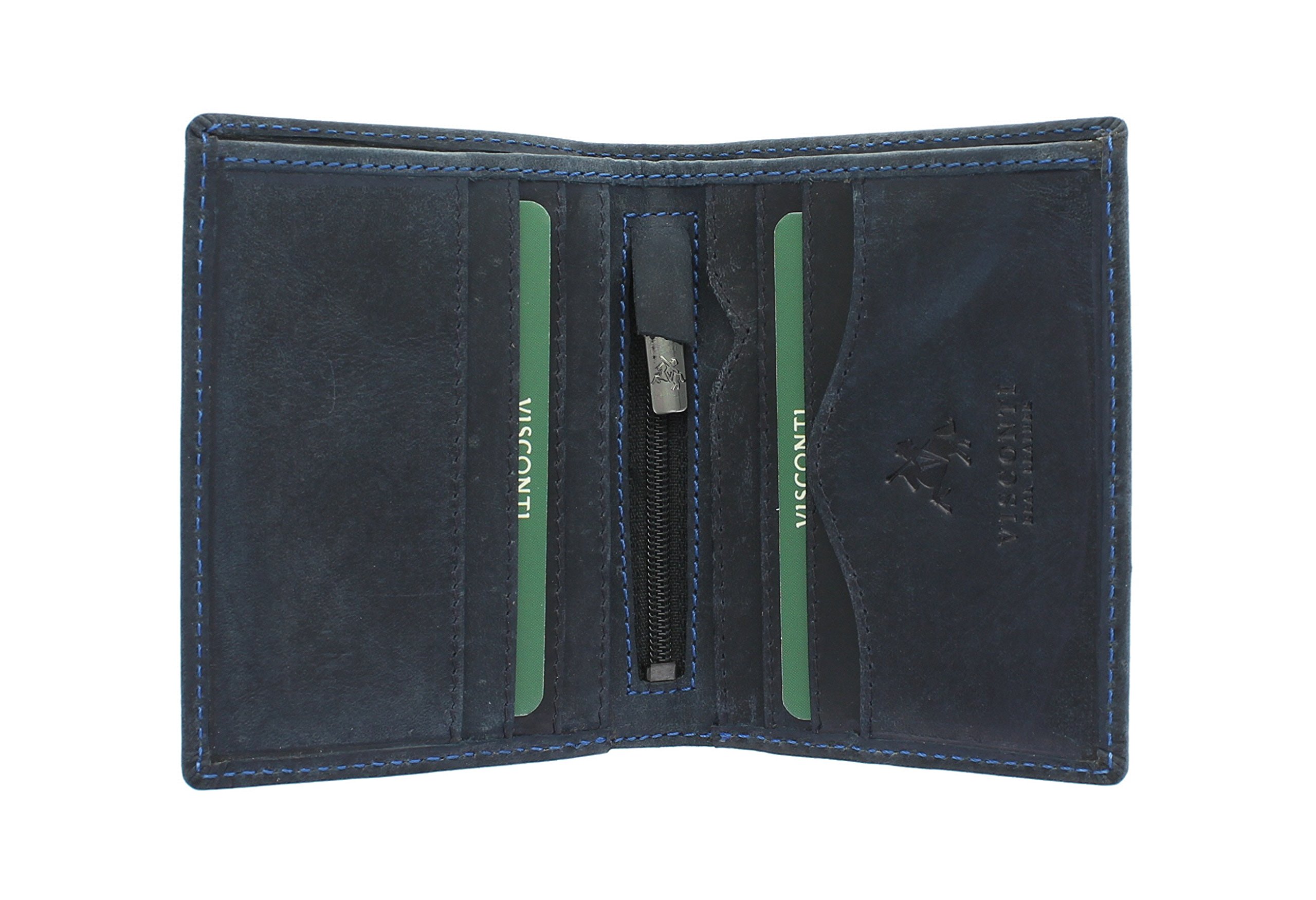 Hunter Compact Oiled Leather ARROW Wallet 705, Oil Blue, Compact Oiled Leather Arrow Slim Wallet Rfid Blocking