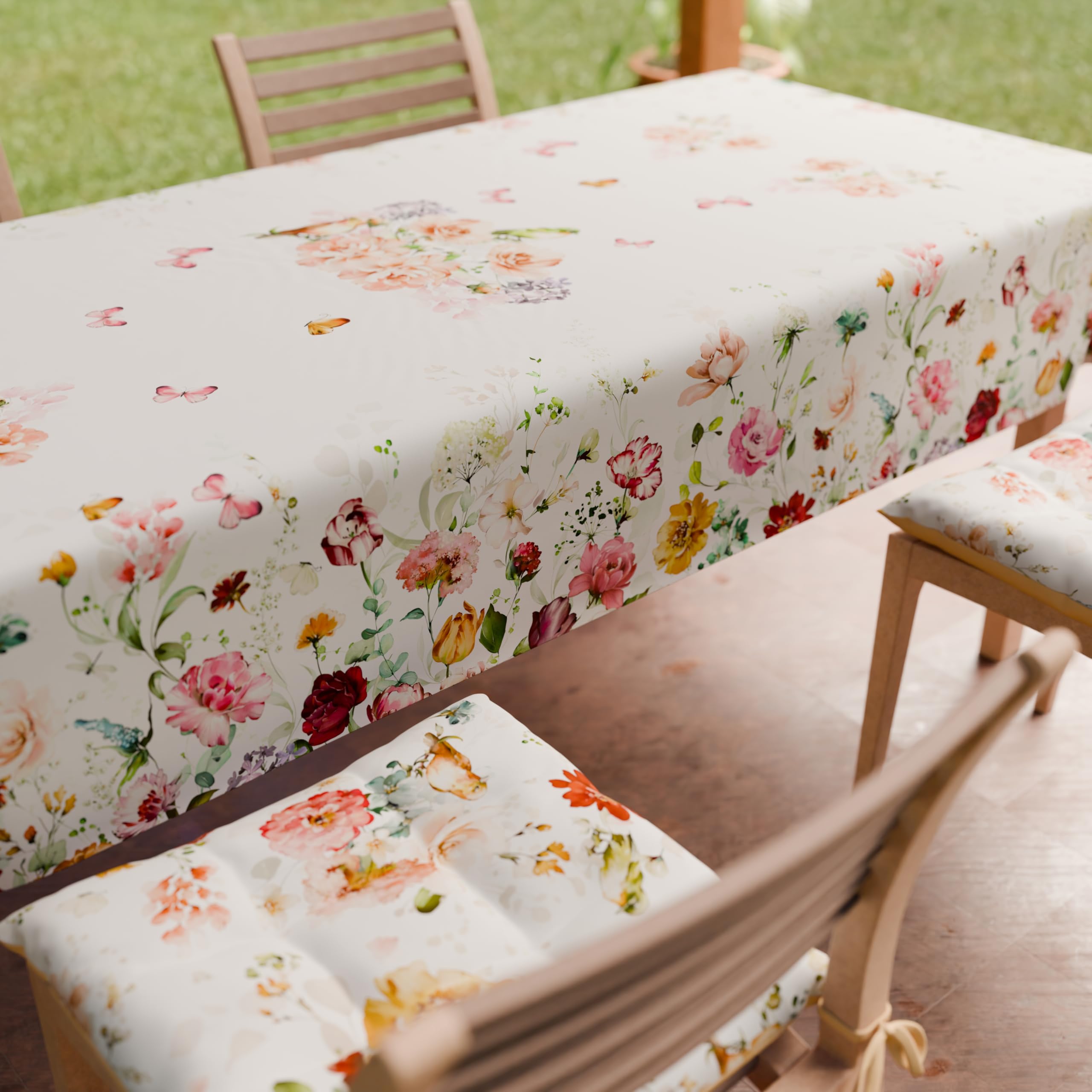 PETTI ARTIGIANI ITALIANI - Mantel Antimanchas, Mantel Rectangular, Mantel de Mesa, Mantel Estampado, Floral 06, 100% Made in Italy