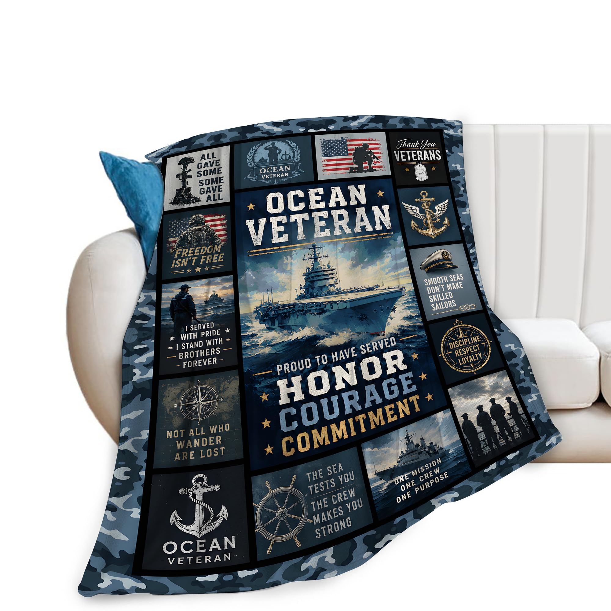 UIAMT Maritime Veteran Throw Blanket Honor Courage Commitment Gift 40"x50"