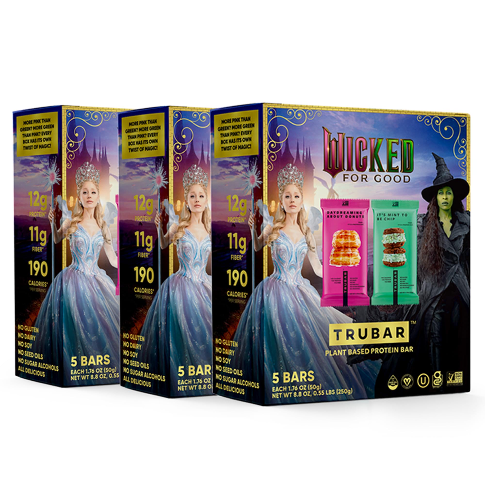 TRUBAR “Wicked” Vegan Protein Bar Variety Pack – It’s Mint to Be Chip & Daydreaming About Donuts, Plant Based, Gluten Free, Dairy Free, No Sugar Alcohols, 12g Protein, 11g Fiber, Healthy Snack Bars, 15 count Wicked Variety Pack 1 Count (Pack of 15)