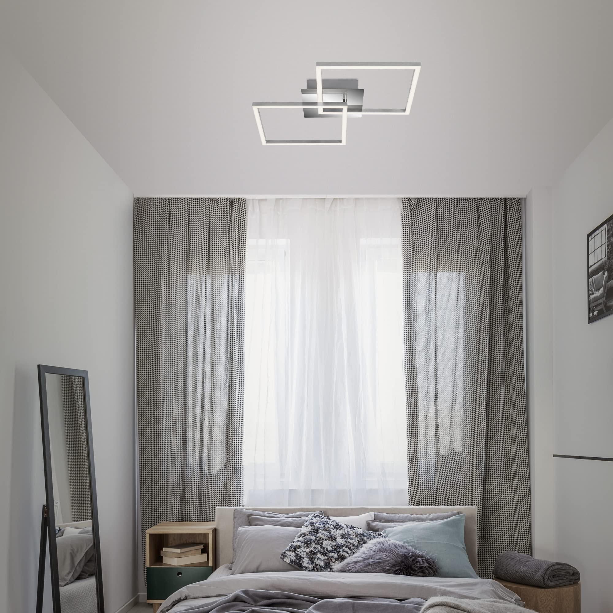 Briloner Leuchten 3210-018 LED orientable, plafonnier à Gradation, 24 Watt, 1.800 Lumen, 3.000 Kelvin, Couleur Chrome-Argent, W 620 x 368 x 73 mm (L x B x H)