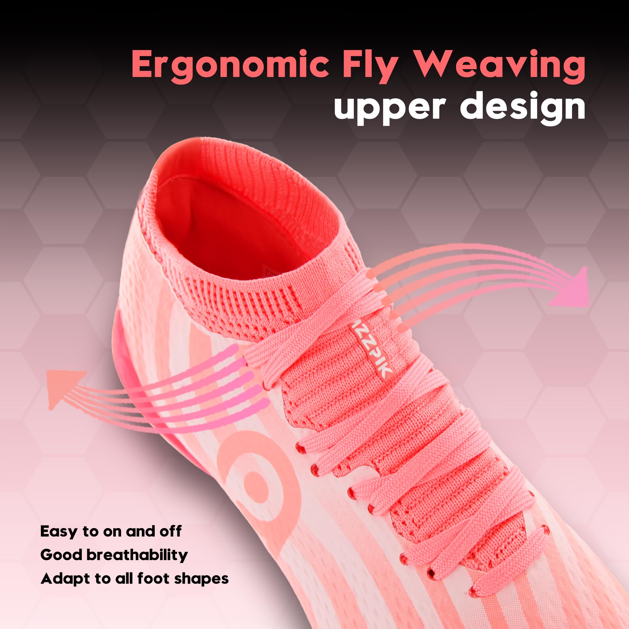 AMZZPIK Soccer Cleats Girls Big/Little Kids FG Cleats Firm Ground Lightweight Football Shoes for Youth Size 3 Pink