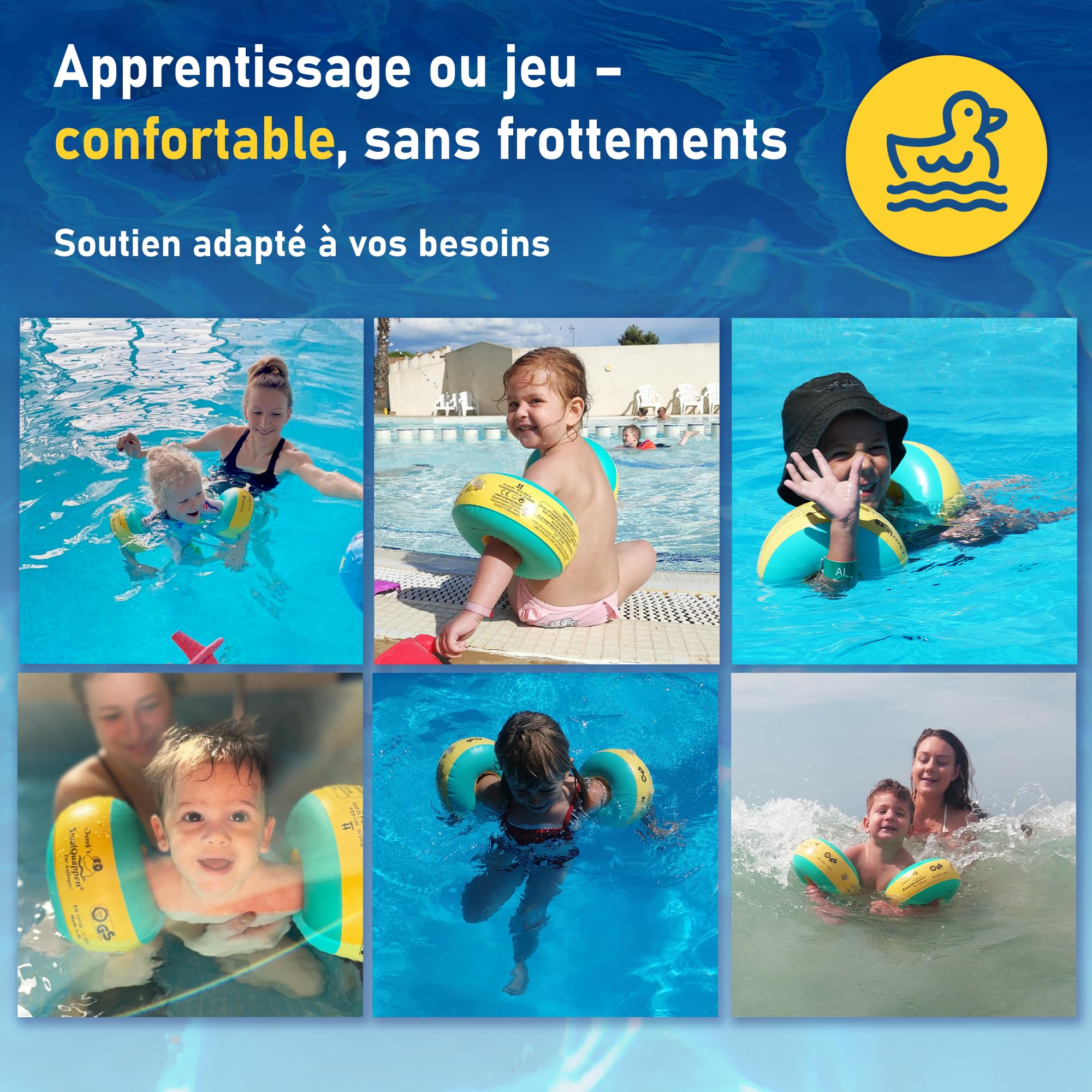 Cherek’s KraulQuappen Brassard de Natation Enfant - Aide à la nage pour Bébés et Jeunes Enfants dès 8 Mois Jusqu’à 30 kg - Brassard avec Noyau en Mousse