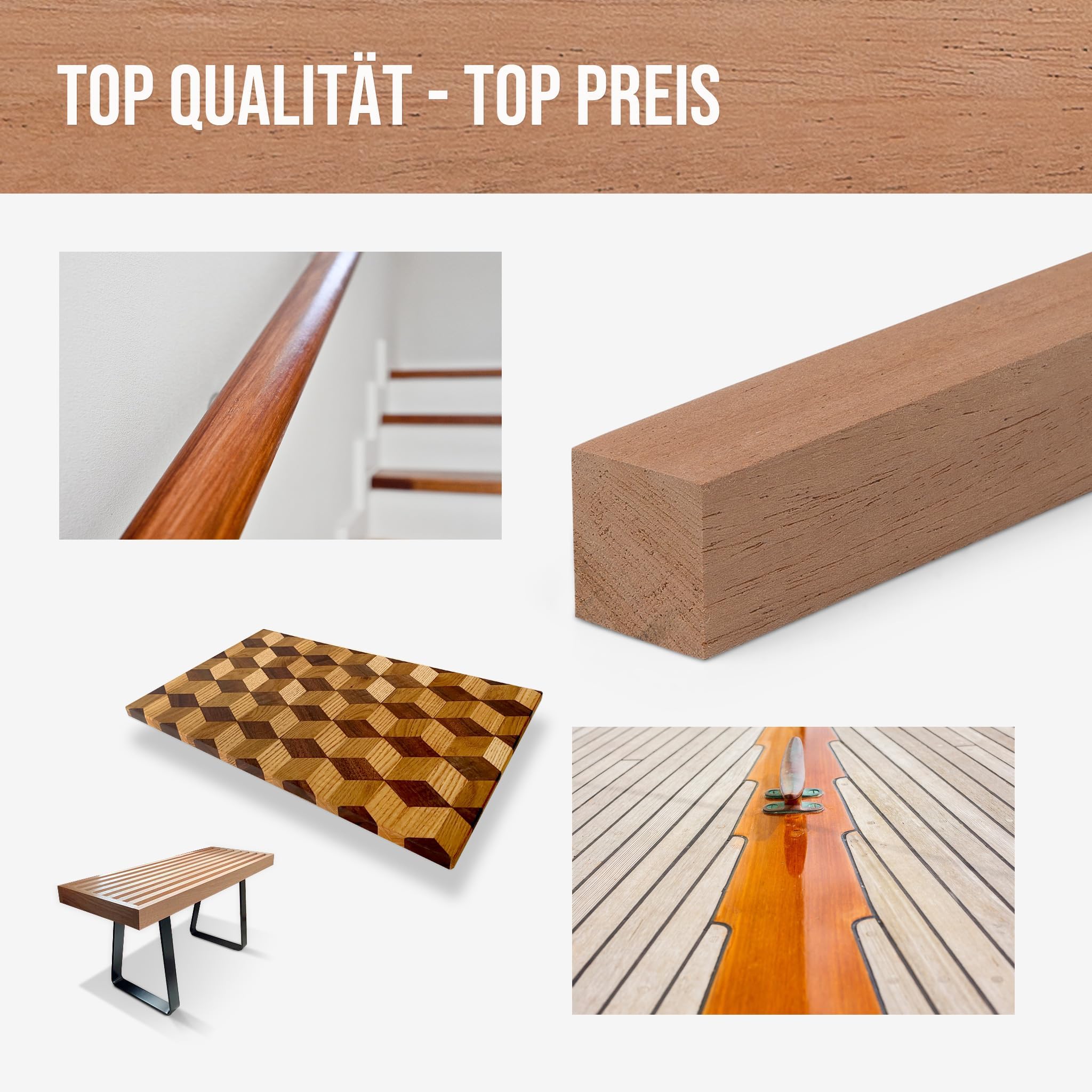 Mahagoni Holzleiste 25x25mm – (Länge wählbar 350–1000mm) – technisch getrocknet & verleimfertig – Massivholz Leiste für DIY-Projekte (naturbelassen, 25 x 25 x 1000 mm)