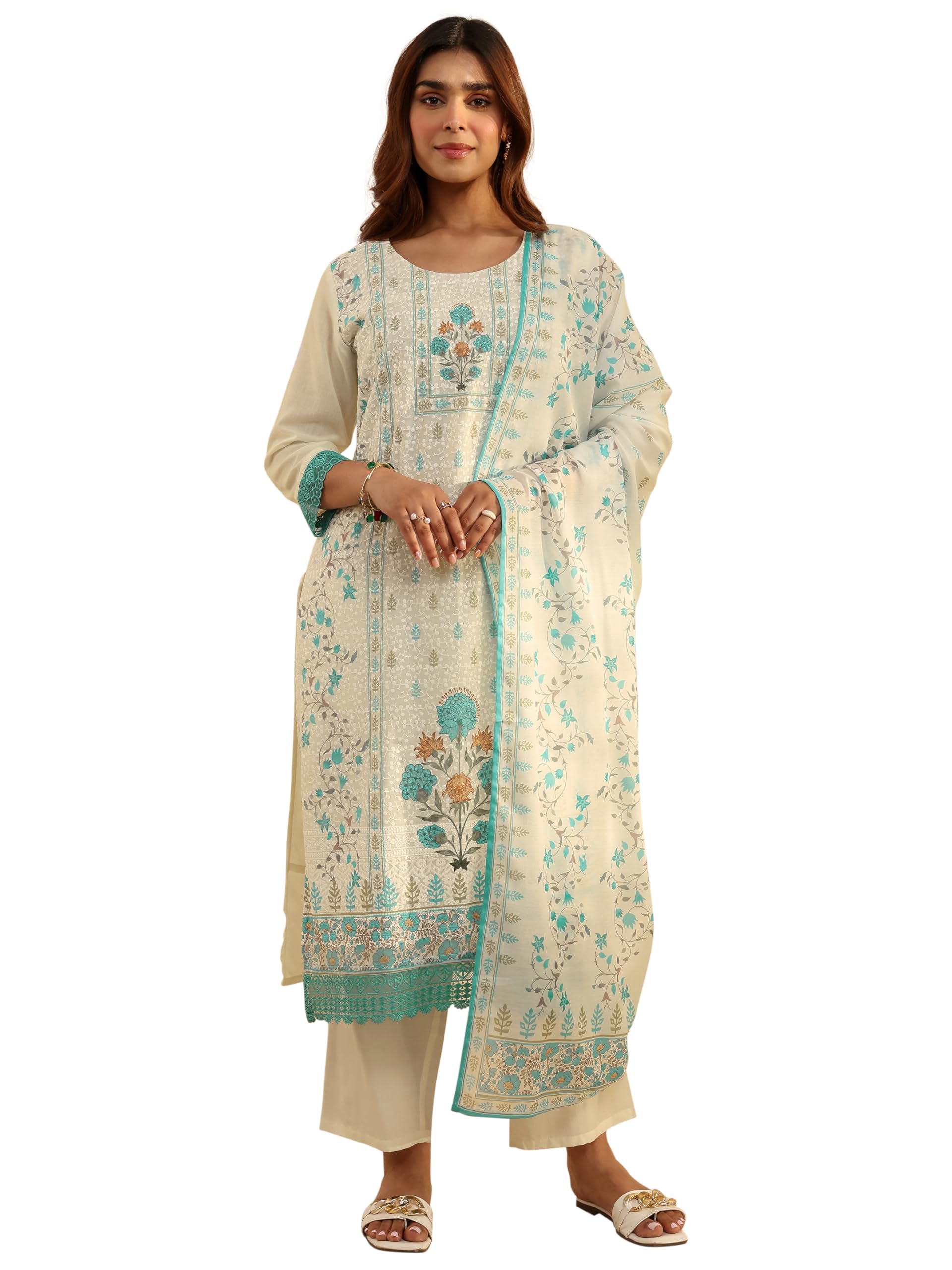 libas Embroidered Cotton Blend Straight Kurta With Trousers and Dupatta | ethnic wear | bridal suit | wedding dress | occasion wear-picture-28