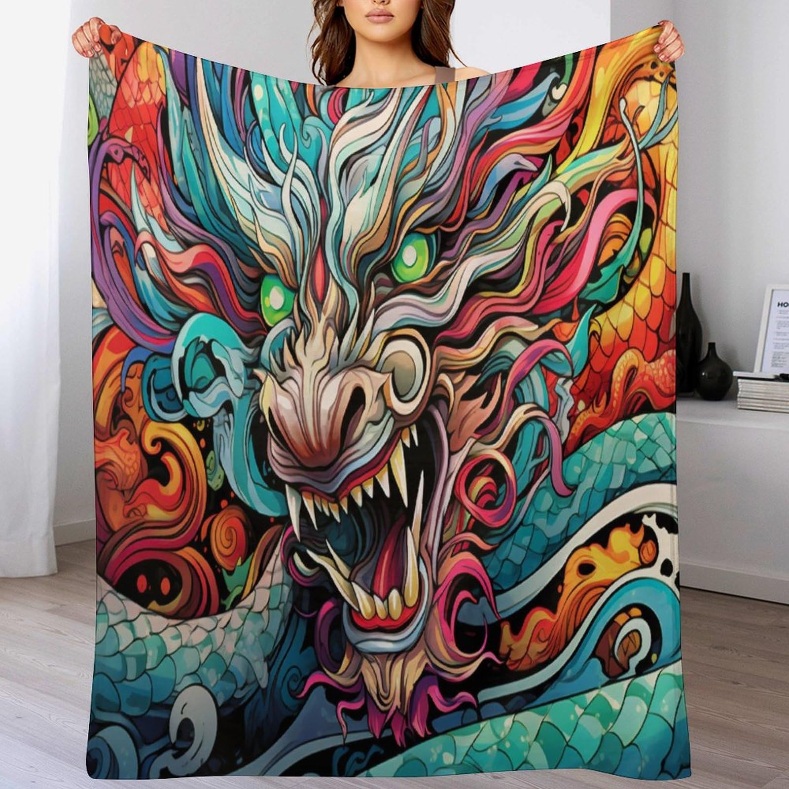 Couverture de lit dragon en flanelle douce contre le froid