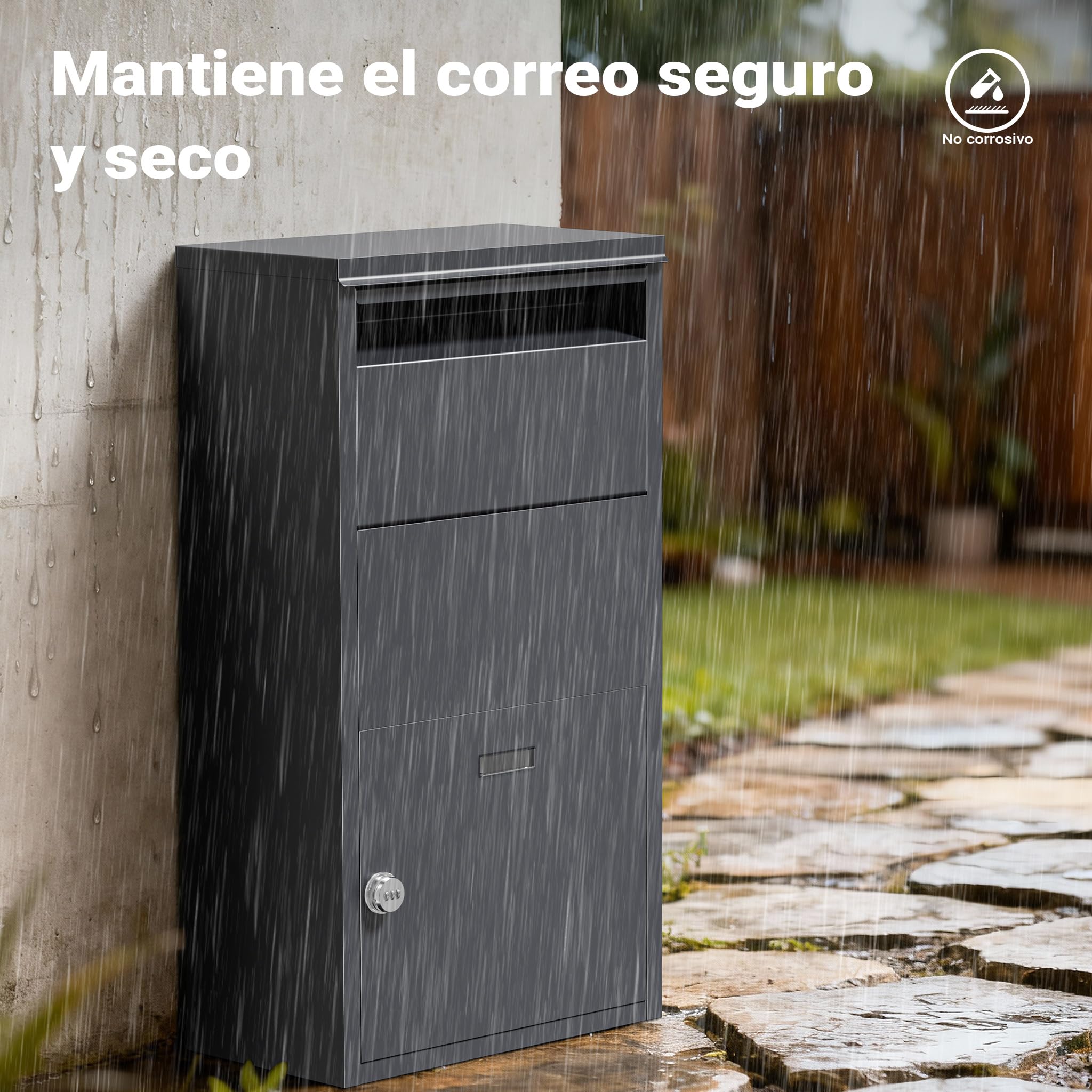 Wiltec Buzón para Paquetes Antracita 410 x 220 x 750 mm, buzón para Paquetes doméstico, recepción privada de Paquetes y Paquetes pequeños, buzón de Acero