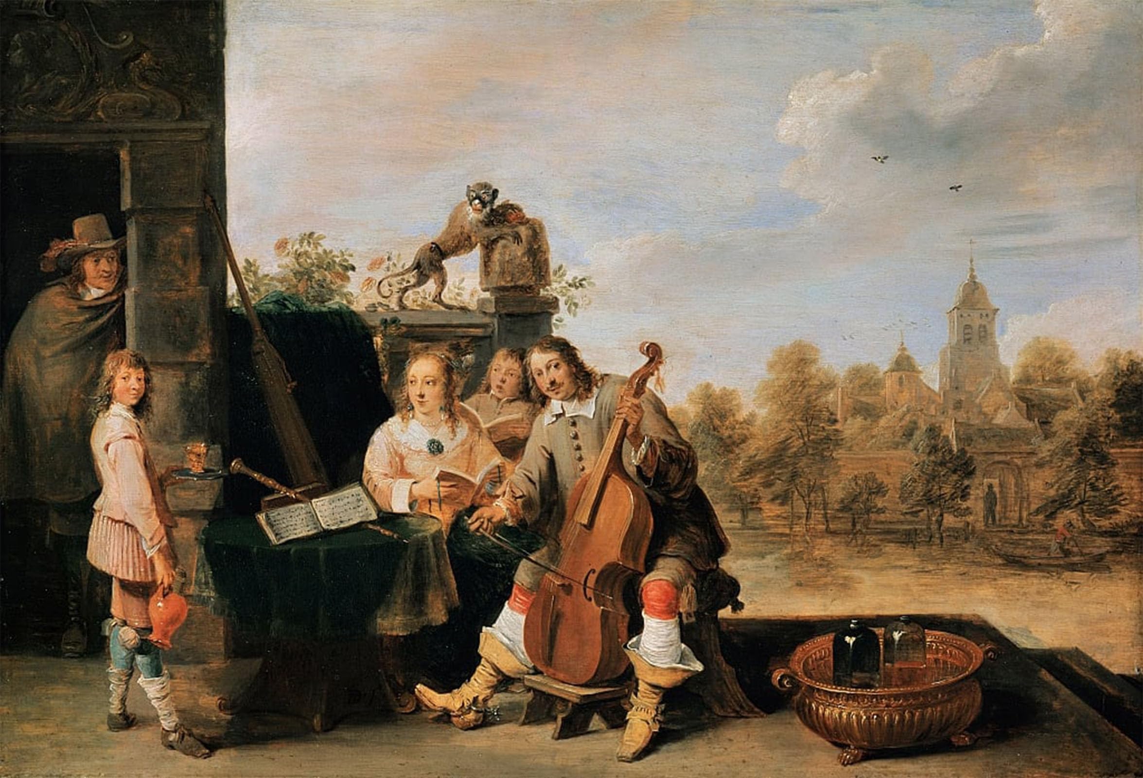 ARTXLXXBN Famous Painting Canvas Artwork Graffiti Print Self-portrait with Family by David Teniers the Younger Portrait Canvas Image for Home Decor 60x90cm