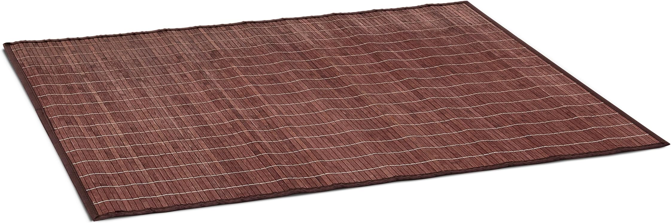 Relaxdays Bamboo Bath Mat 100 x 80 cm Bathroom Mat of Wood with Anti-Slip Underside, Perfect for ...