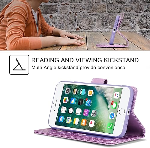 Miniatura 3 de UEEBAI Wallet Case for iPhone SE3 5GiPhone 7iPhone 8iPhone SE2, Premium Glitter PU Leather Phone Case Card Slots Kickstand Case Magnetic Closure