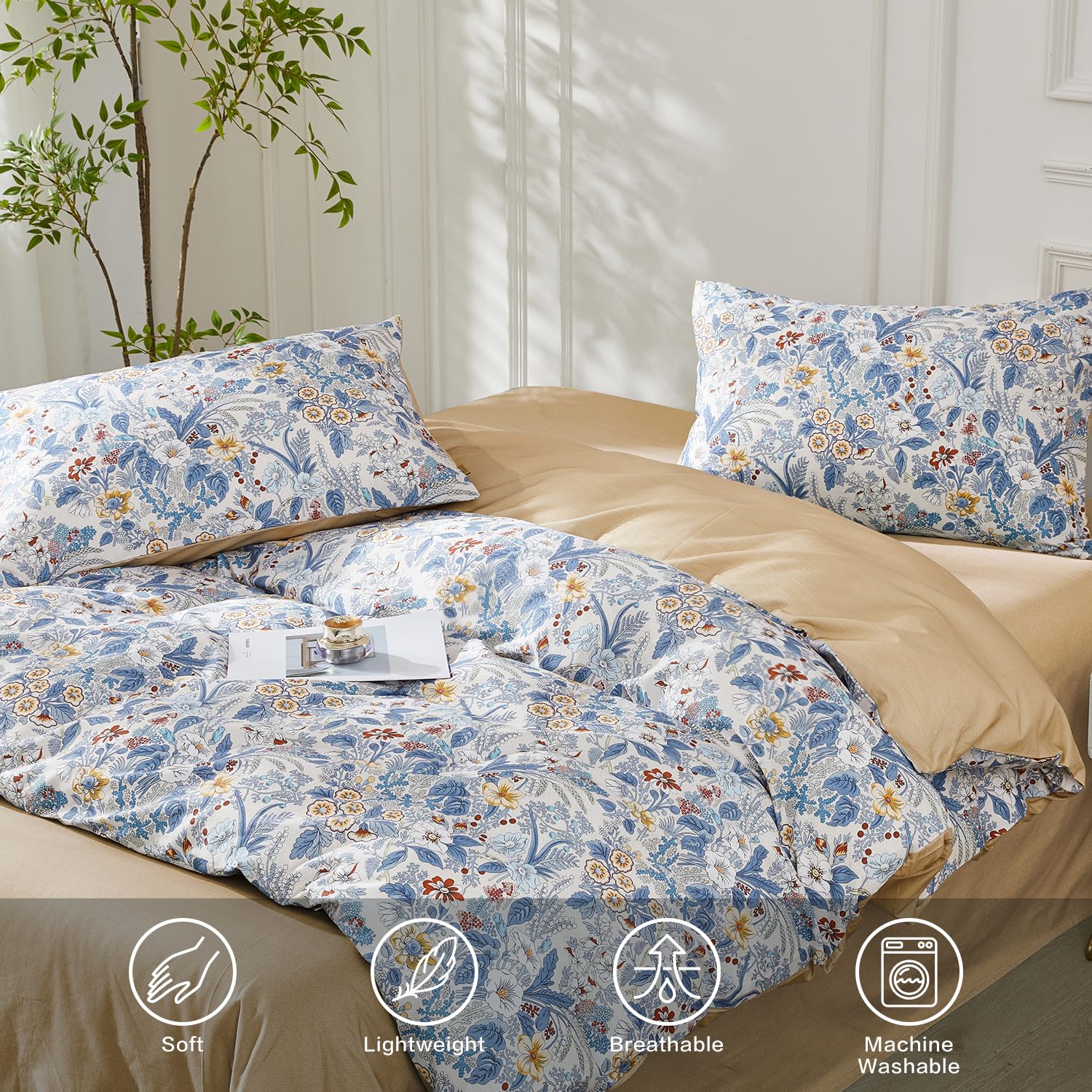 SAPHREAS Boho Duvet Cover 100% Cotton Super King Size, Green Paisley Bedding Set including 8 Corner Ties and 2 Pillow Shams - Image 4