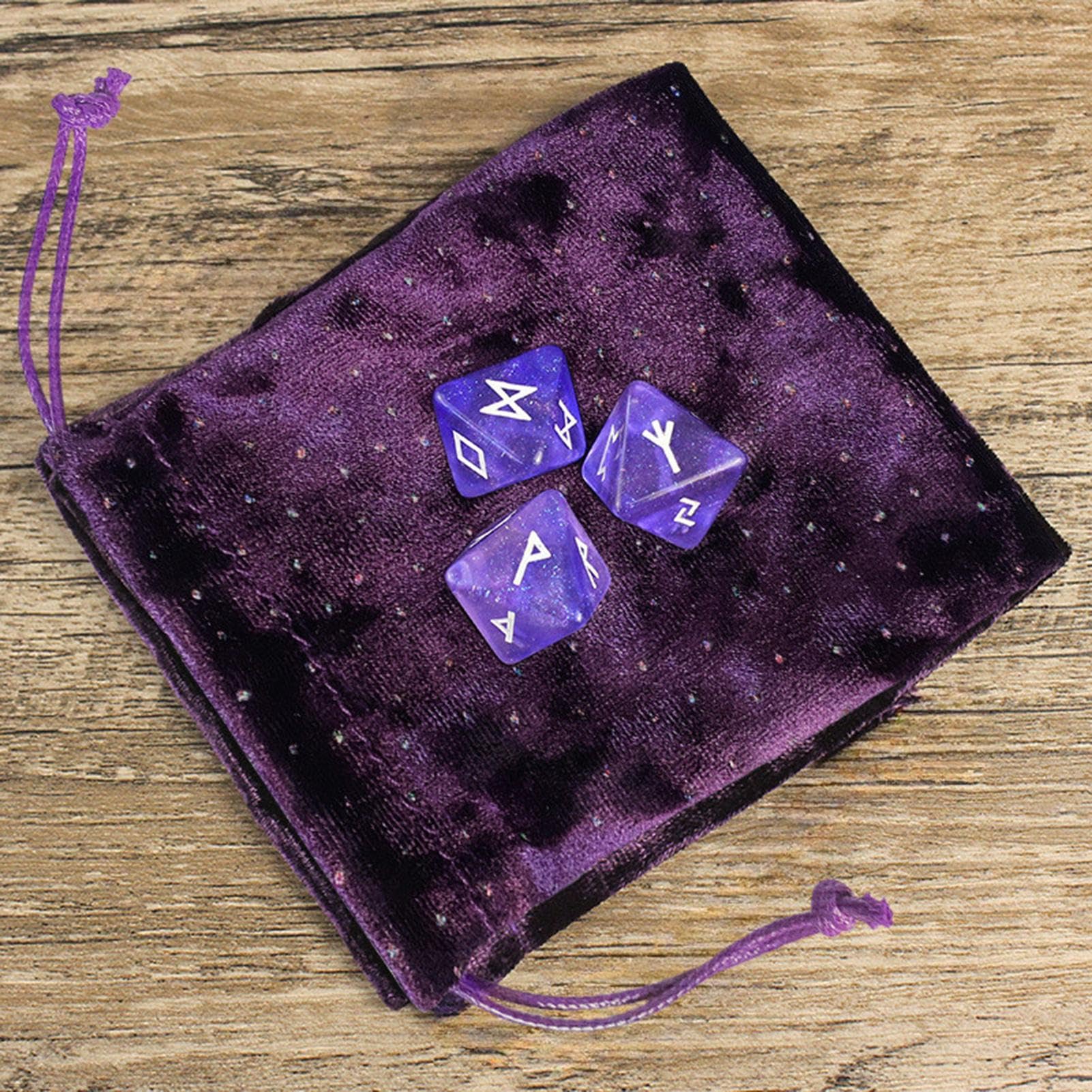 Ensemble de dés runiques, dés polyédriques,Dés en résine à 8 Faces pour Jeu de Divination - Dés de Jeu de société de dés astrologiques polyédriques avec Sac à Cordon, Accessoire de Divination