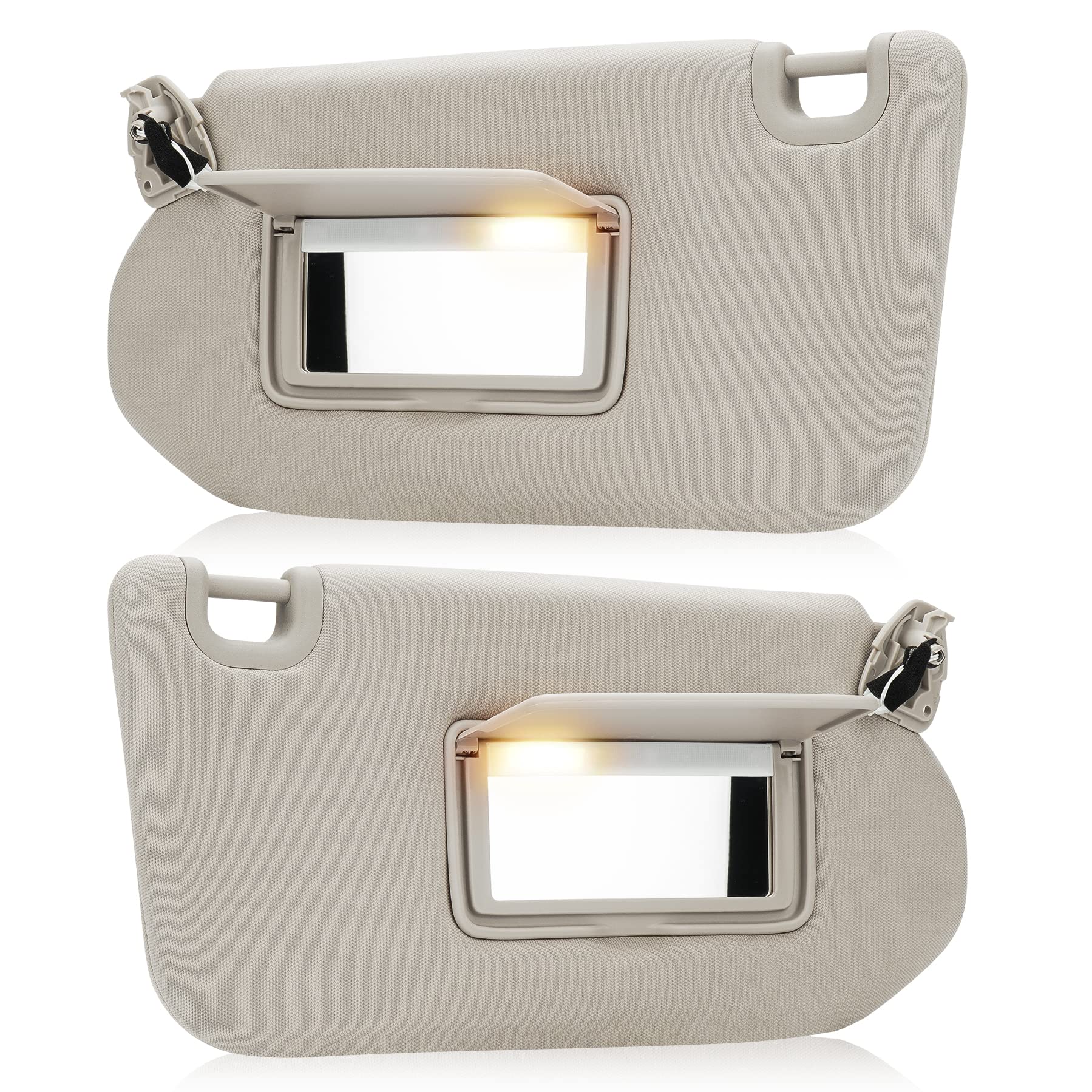Beige Driver Left + Passenger Right Side Sun Visor Replacement Compatible with Nissan Pathfinder 2013-2018, Infiniti QX60 2014-2017, Infiniti JX35 2013 Replace 96401-9PB0A, 96400-9PB0A