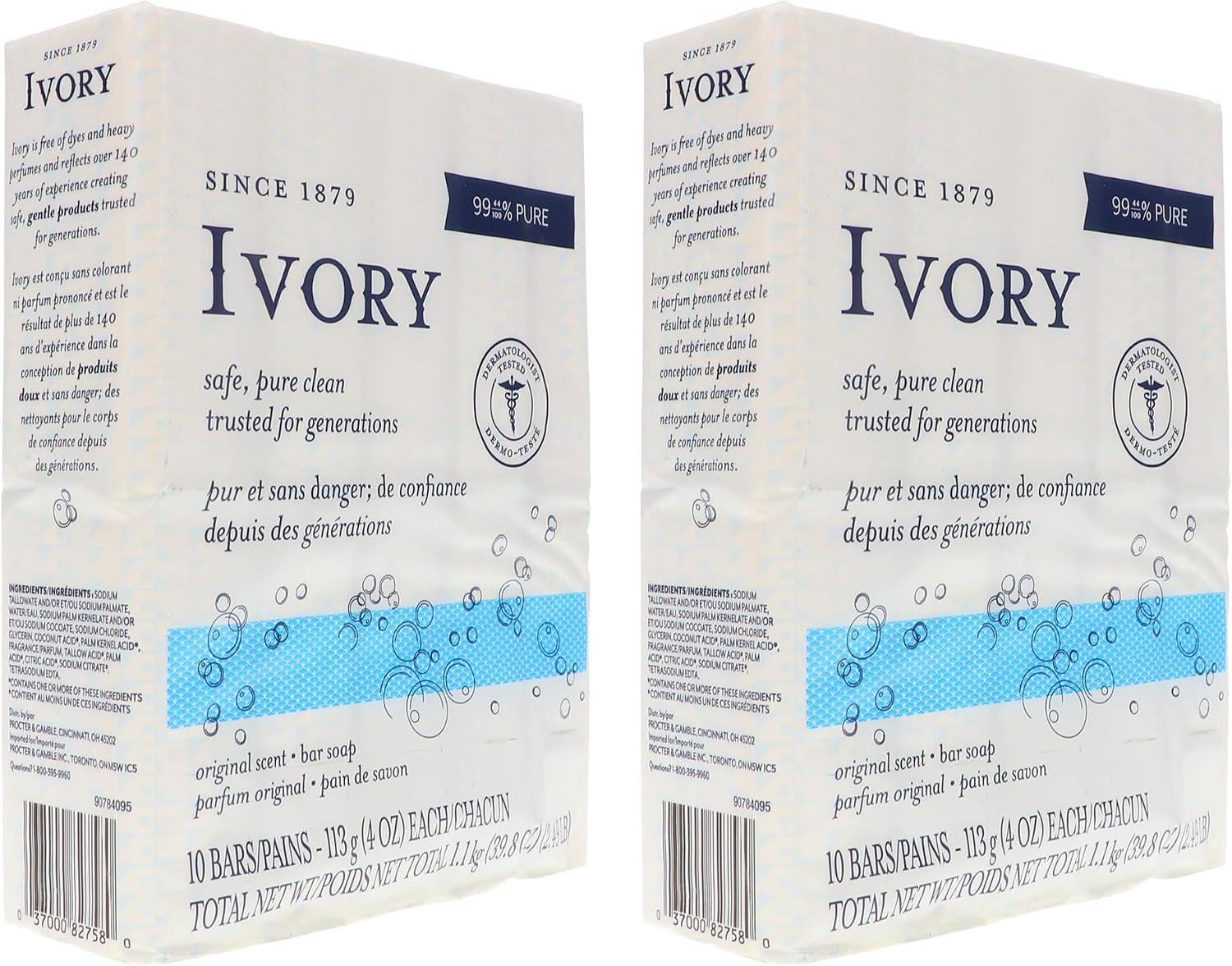 Ivory Original 10-Count: Bath Size Bars (4 Oz), 38.8 Ounce (Pack of 2)