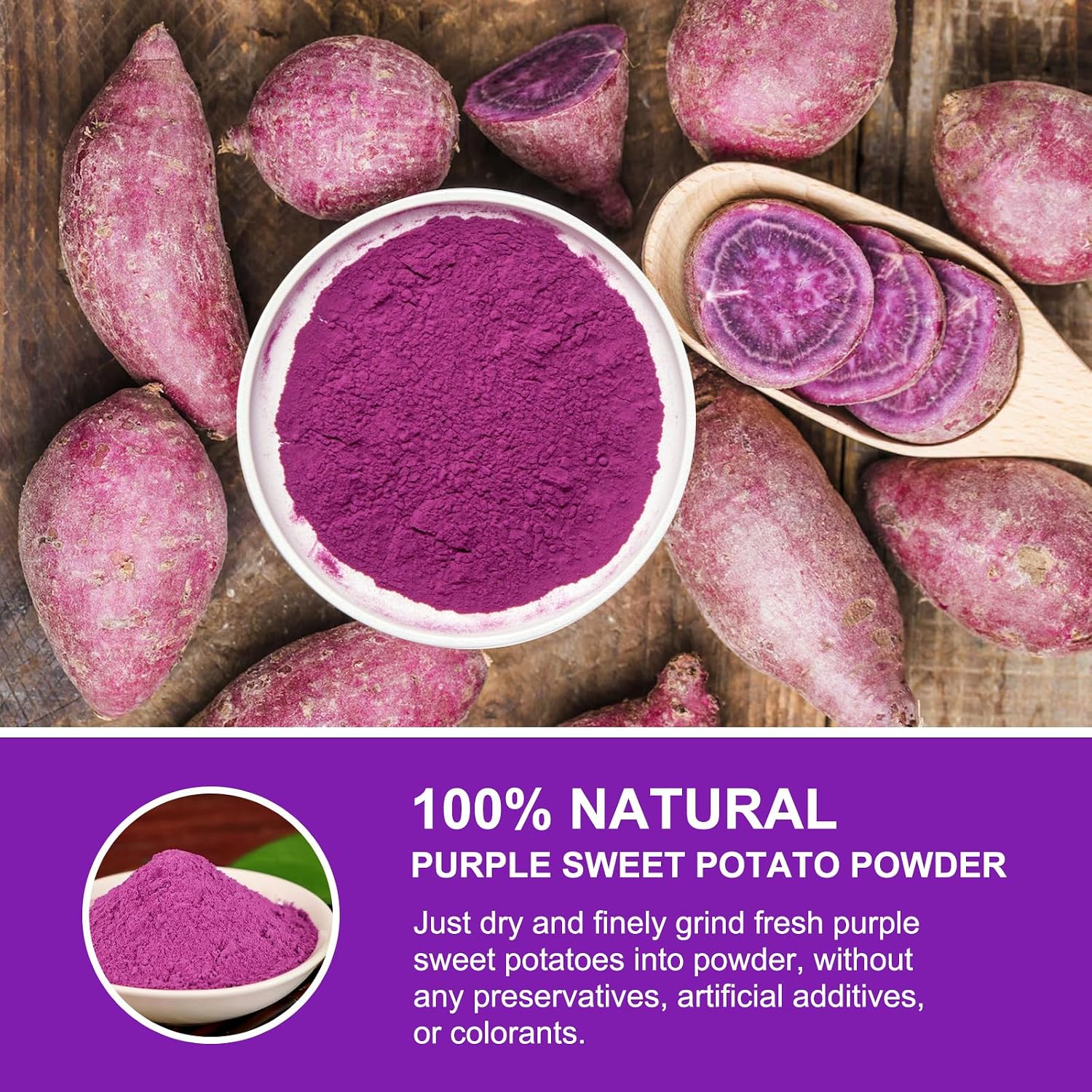 Orgnisulmte Original Purple Sweet Potato Powder 100% Pure Natural Premium Purple Yam Powder for Food Coloring No GMO Vegan Friendly 5.64Oz(160g) (Pack of 5)