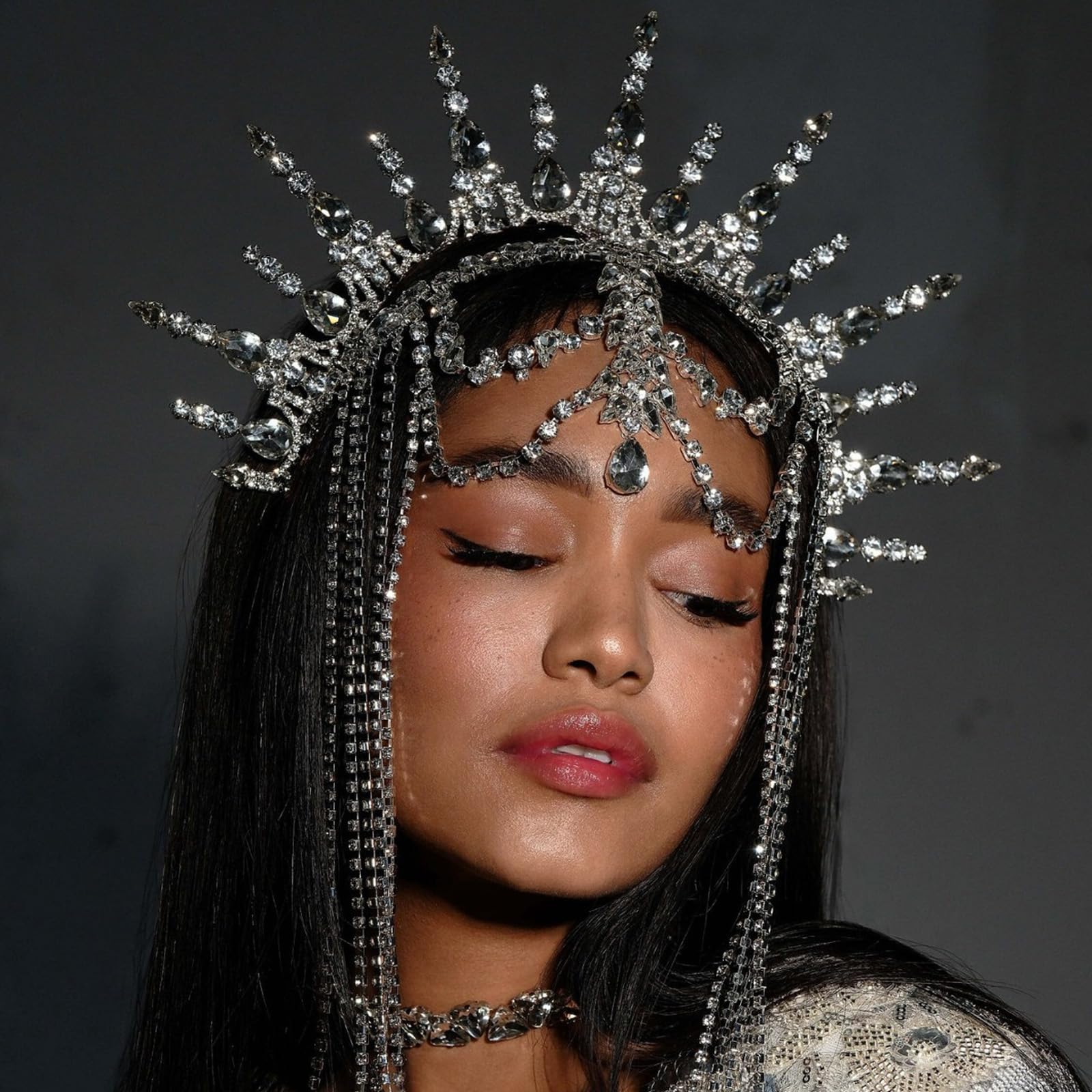 Fascia per capelli con strass scintillanti, decorazione per gli appassionati di moda, elegante accessorio per capelli per feste e celebrazioni, fascia per capelli con strass scintillanti con nappe