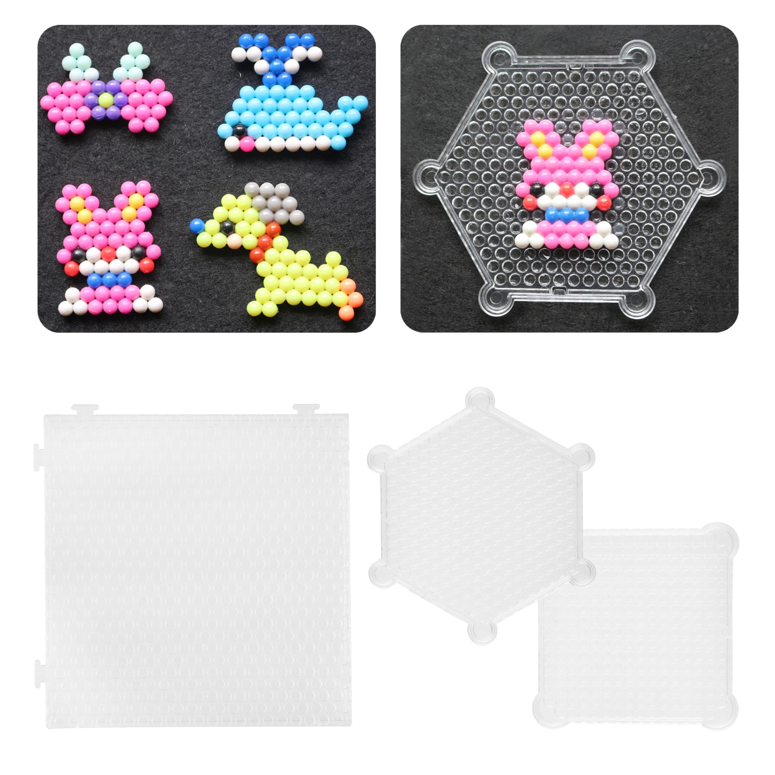 Set De 7 Planches à Perles D'eau Kare & Kind – Formes Variées (hexagone, Carré, étoile, Cœur, Ours, Lapin) – Bricolage Créatif Pour Enfant, Cadeau Artistique