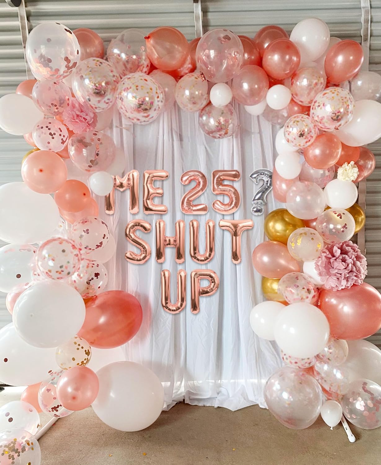 Rose Gold 25th Birthday Balloons 25th Birthday Decorations Banner Cheers To 25 Years Decorations Twenty Five Fine Happy 25 year old Party Supplies - Image 3