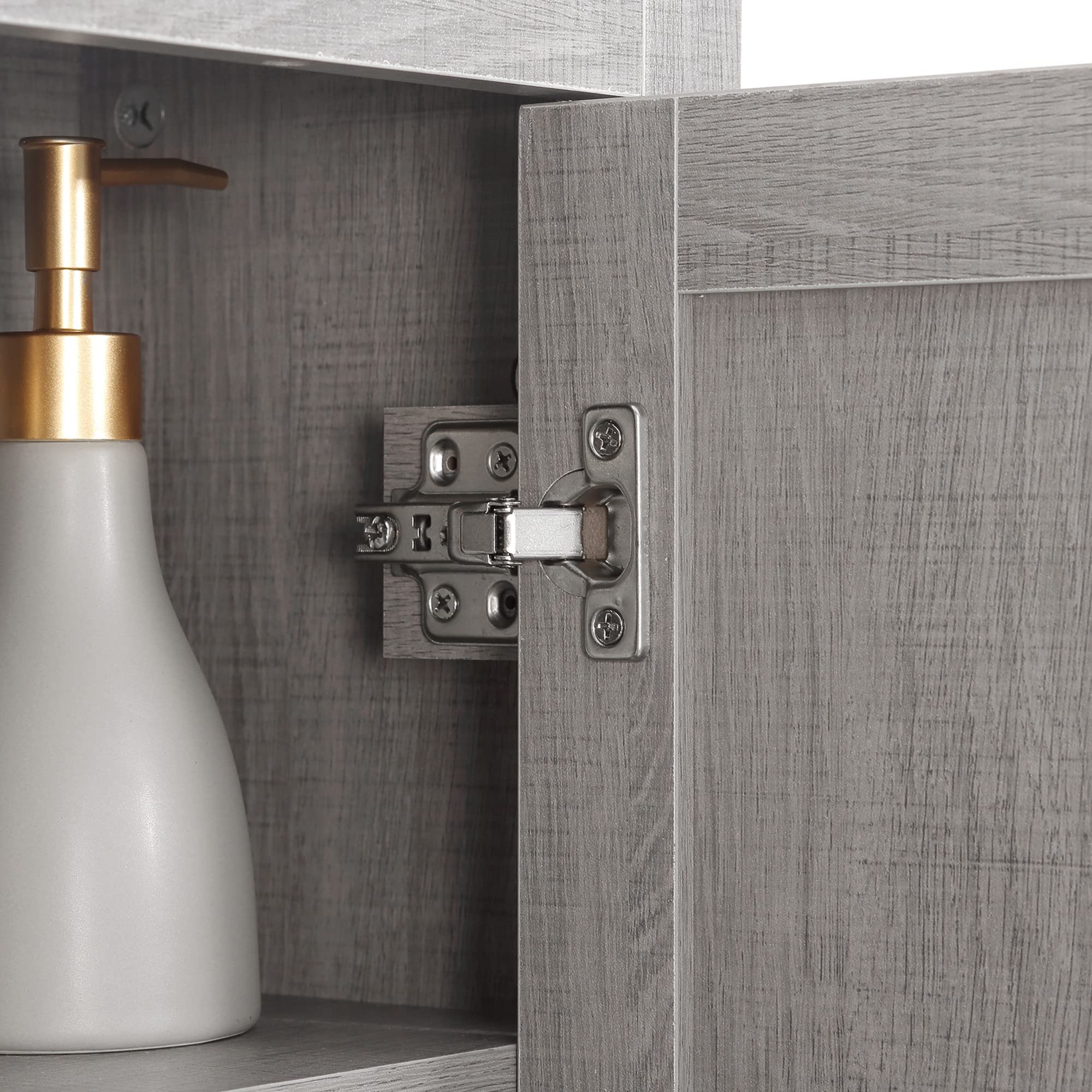kleankin Meuble Mural Meuble de Rangement Suspendu Armoire Murale pour Salle de Bains Placard de Rangement Armoire de Toilette avec étagères et Une Porte - 48 x 20 x 50 cm - Gris