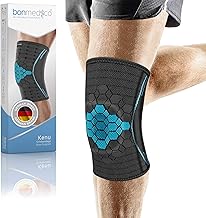 bonmedico Orthopädische Meniskus Kniebandage für Damen u. Herren - Bandage für Knie Links/Rechts - Kraftsport, Fitness, Sport, Arthrose, Alltag - Wellness Geschenke für Männer und Frauen (Grau, XL)