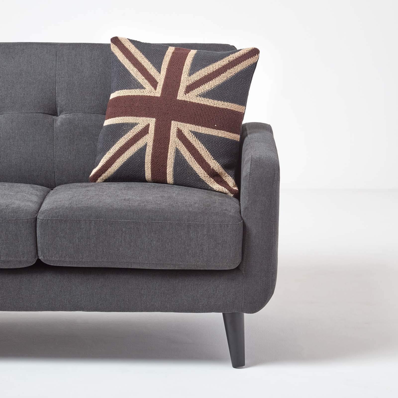 Homescapes cuscino in tessuto jacquard Union Jack Regno Unito bandiera decorativo Cuscino imbottito di 100% cotone The Perfect British Gift, 100% Cotone, Blue, 45 x 45cm