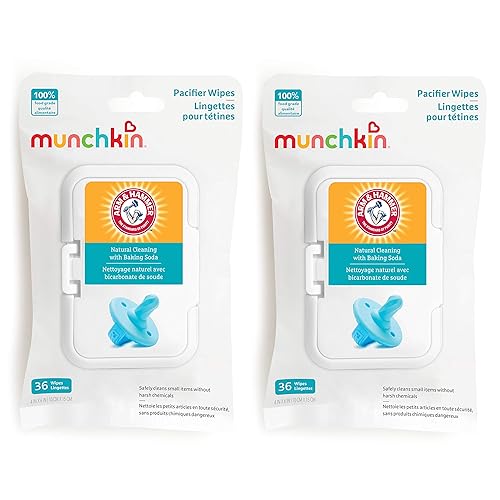 Munchkin Arm & Hammer Pacifier Wipes - Safely Cleans Breast Pump Parts and Feeding Essentials for Baby and Toddler, 2 Pack, 72 Wipes - 36 Count (Pack of 2)