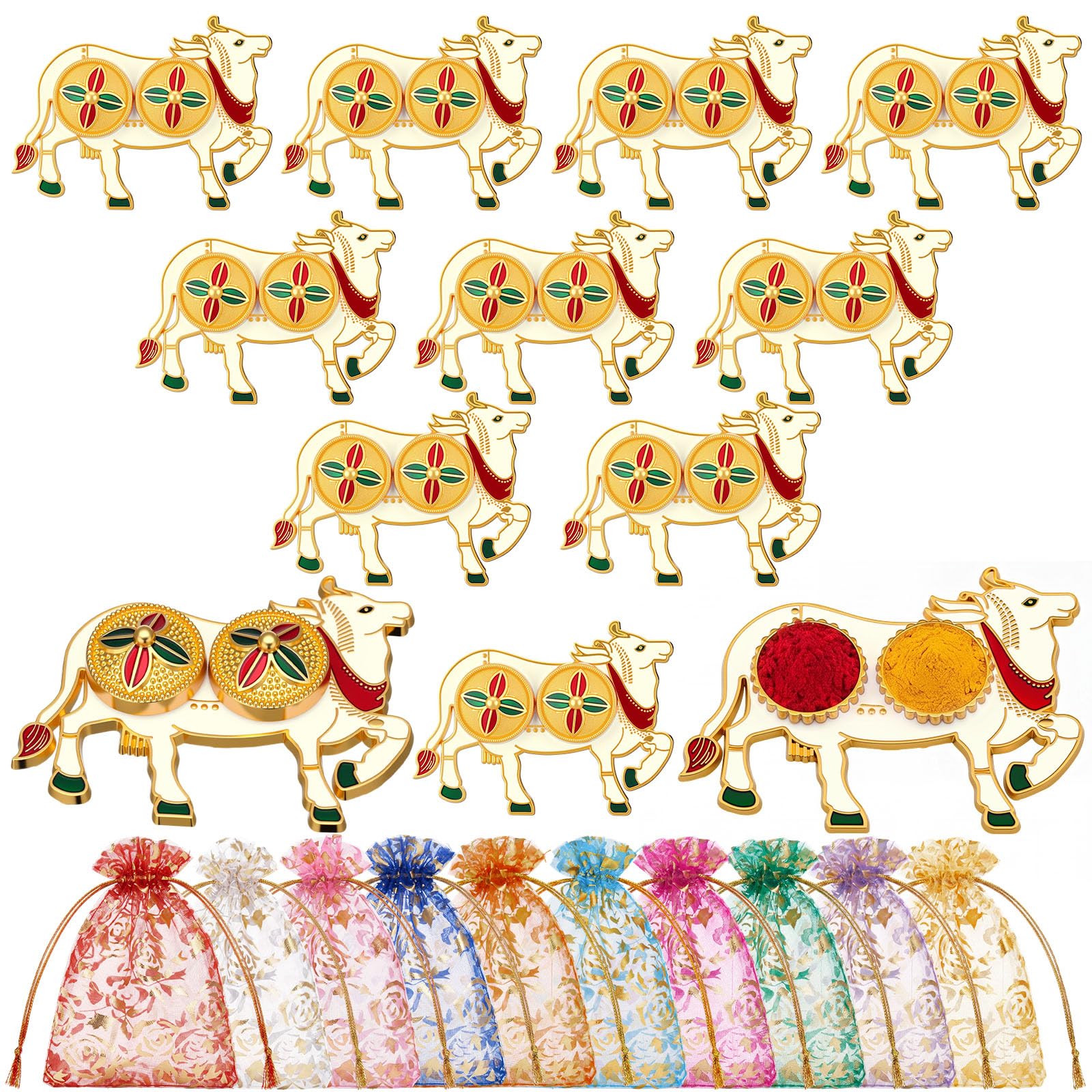 Supports de riz Haldi Kumkum vache assiette Diwali Rakhi Pooja Tilak cadeau pendaison crémaillère