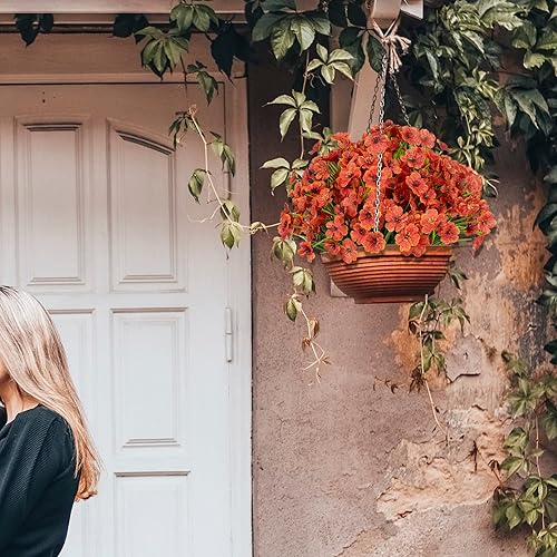 Miniatura 10 de 15 Bundles Artificial Flowers UV Resistant Outdoor Plants No Fade Faux Plastic Shrubs Fake Silk Flowers Window Box Garden Porch Home