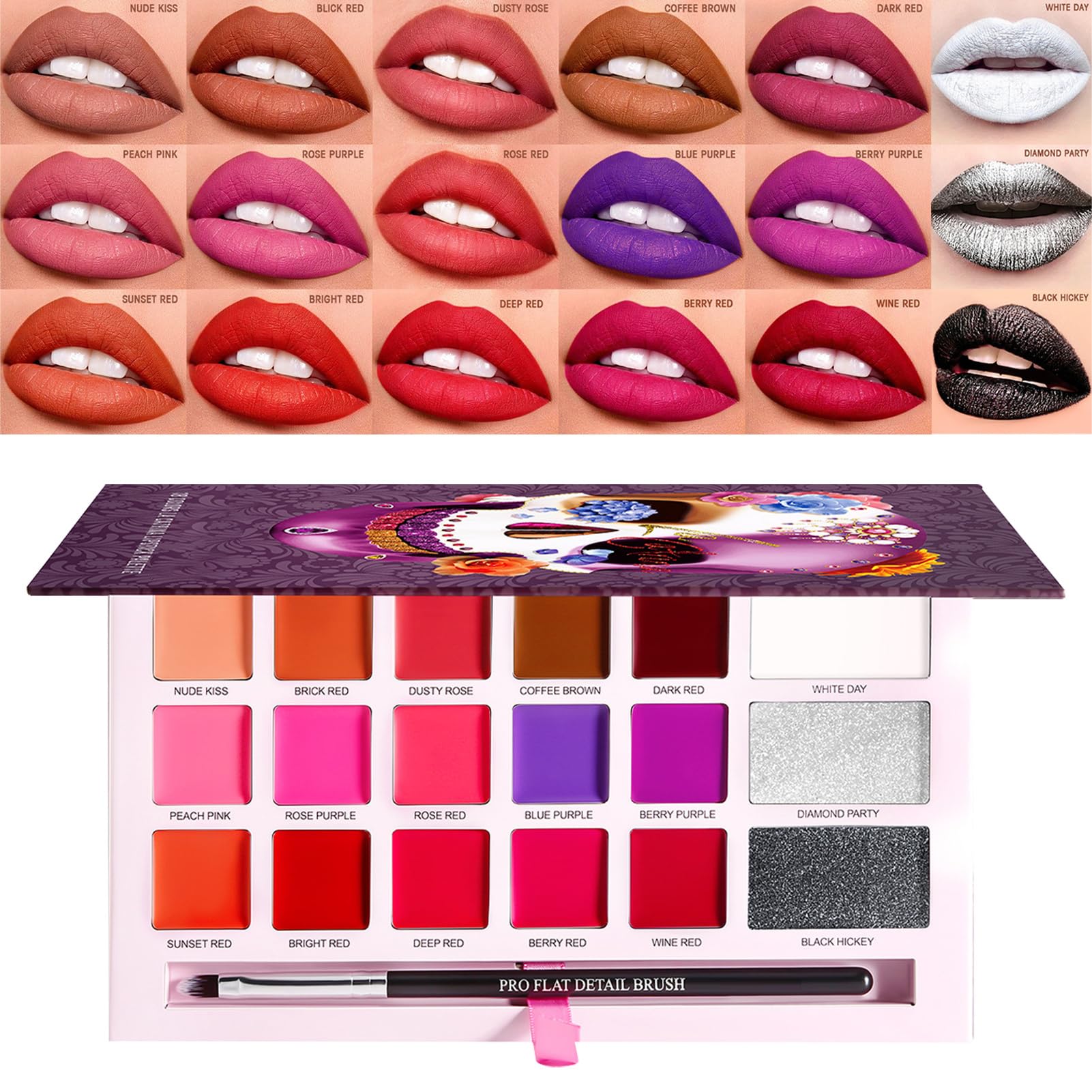 Palette di per donne, per labbra per trucco Rossetto a 18 colori idratante | Cosmetici in costume di Halloween A lungo duratura per la raccolta, le prestazioni