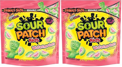 Miniatura 16 de SOUR PATCH KIDS Caramelo suave y masticable de sandía, tamaño familiar, caramelo a granel, 1.8 libras