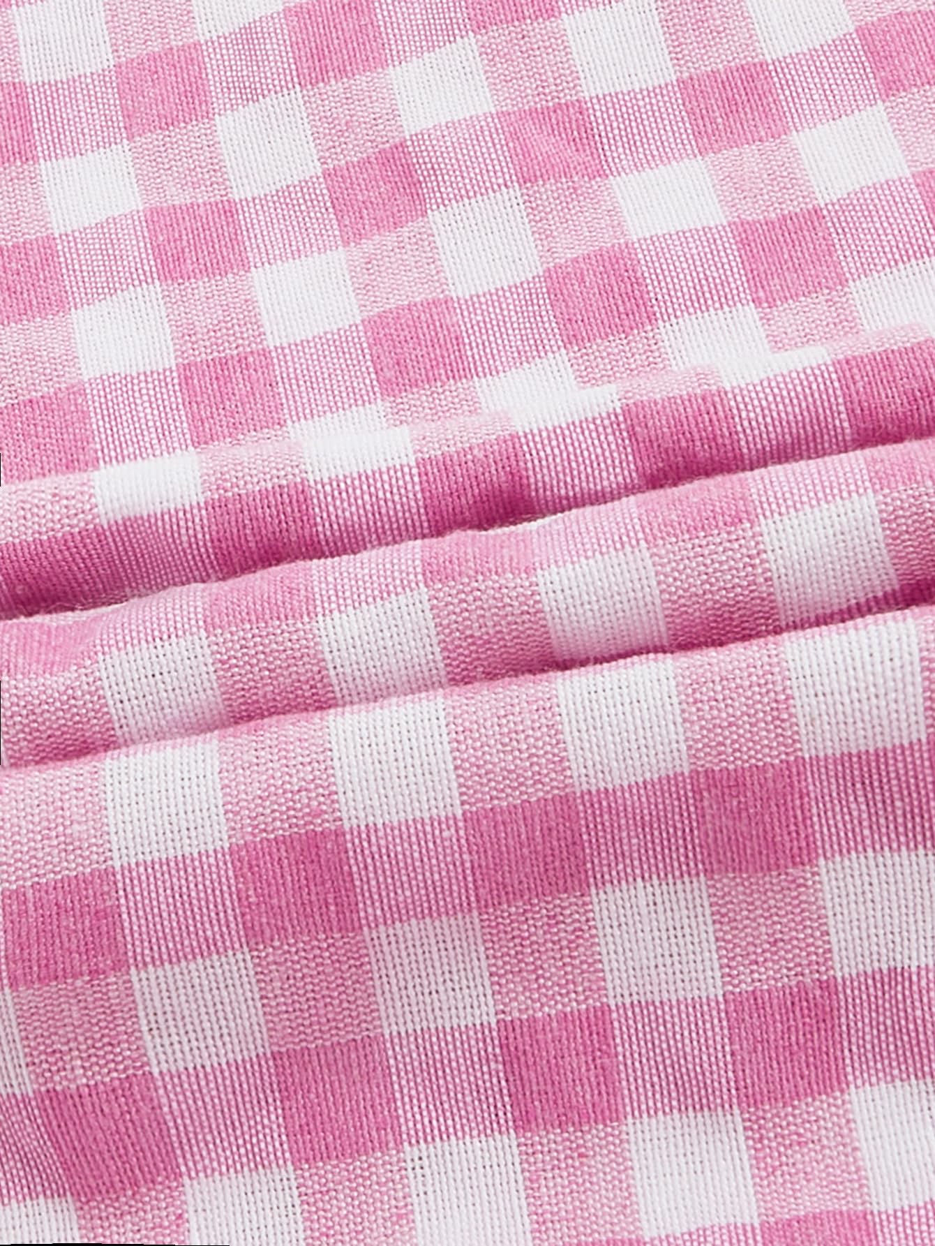 Floerns Women's Gingham Print tie Shoulder Sleeveless Ruffle Hem cami Dress: Medium Pink Plaid