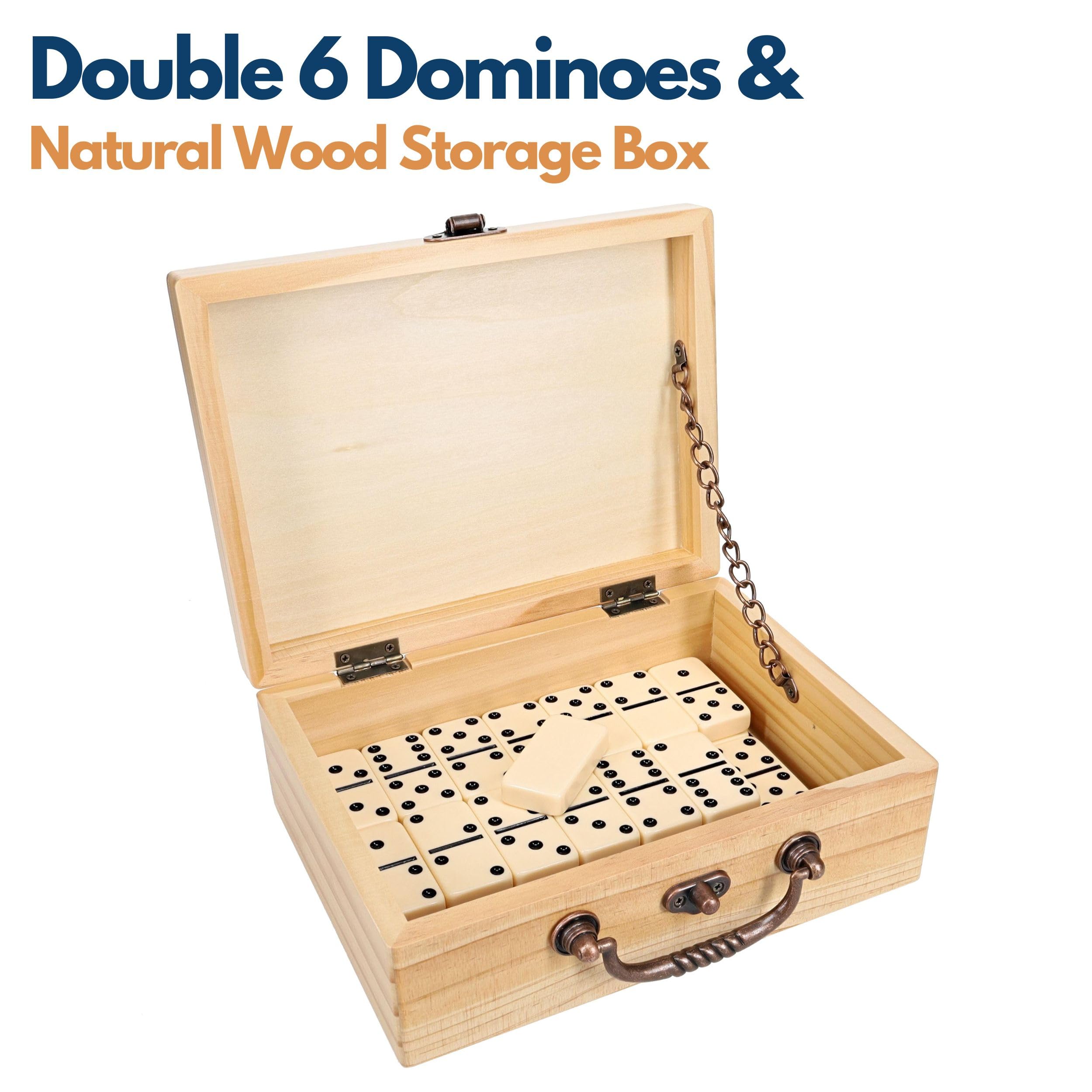 WE Games Lot de 6 dominos en bois naturel pour adultes, couleur ivoire, jeux de société classiques, jeux de carrelage