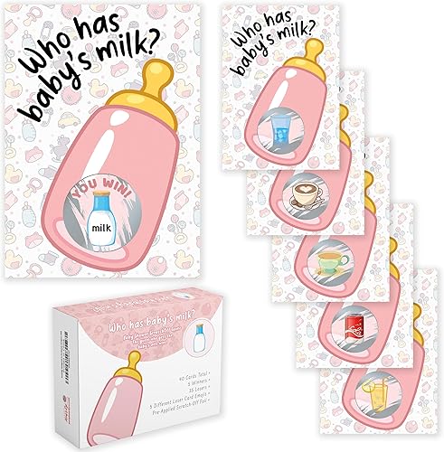 Party Hearty Juegos de baby shower para niña, 40 boletos de lotería con emojis para rascar, ideas de juegos para bebés, juego para raspar, rosa
