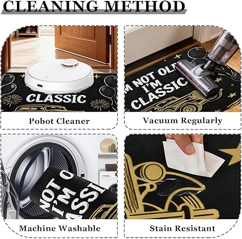 Miniatura 5 de Area Rug 24x36 in Washable Non Slip Bathroom Rug for Living Room Bedroom Dining Room Birthday Retro 70s car alfombra para cuarto lavable