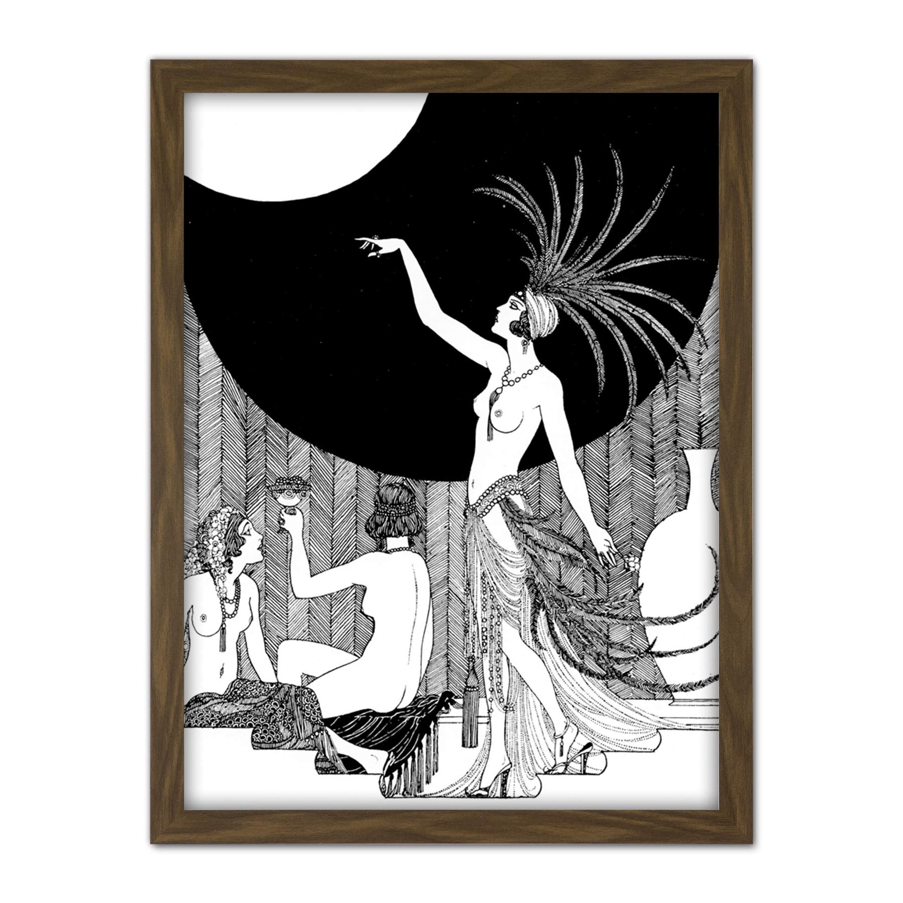 Wee Blue Coo Art Deco Harem Portrait Artwork Framed Wall Art Print 18X24 Inch