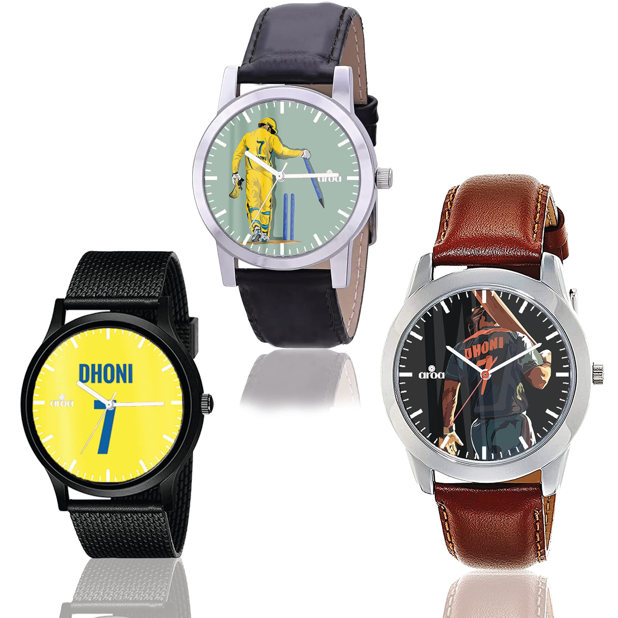 AROA Watch New Watch Combo for Dhoni Fan Analog Type Pack of 3 | Custom Dial for Men Stylish Watch for Boys (B0BZZJYRJJ) Amazon Price History, Amazon Price Tracker