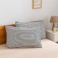 Vista 8 de JELLYMONI Juego de funda de edredón de 3 piezas de 100 % algodón natural, funda de edredón blanca con patrón de rayas negras, con cierre