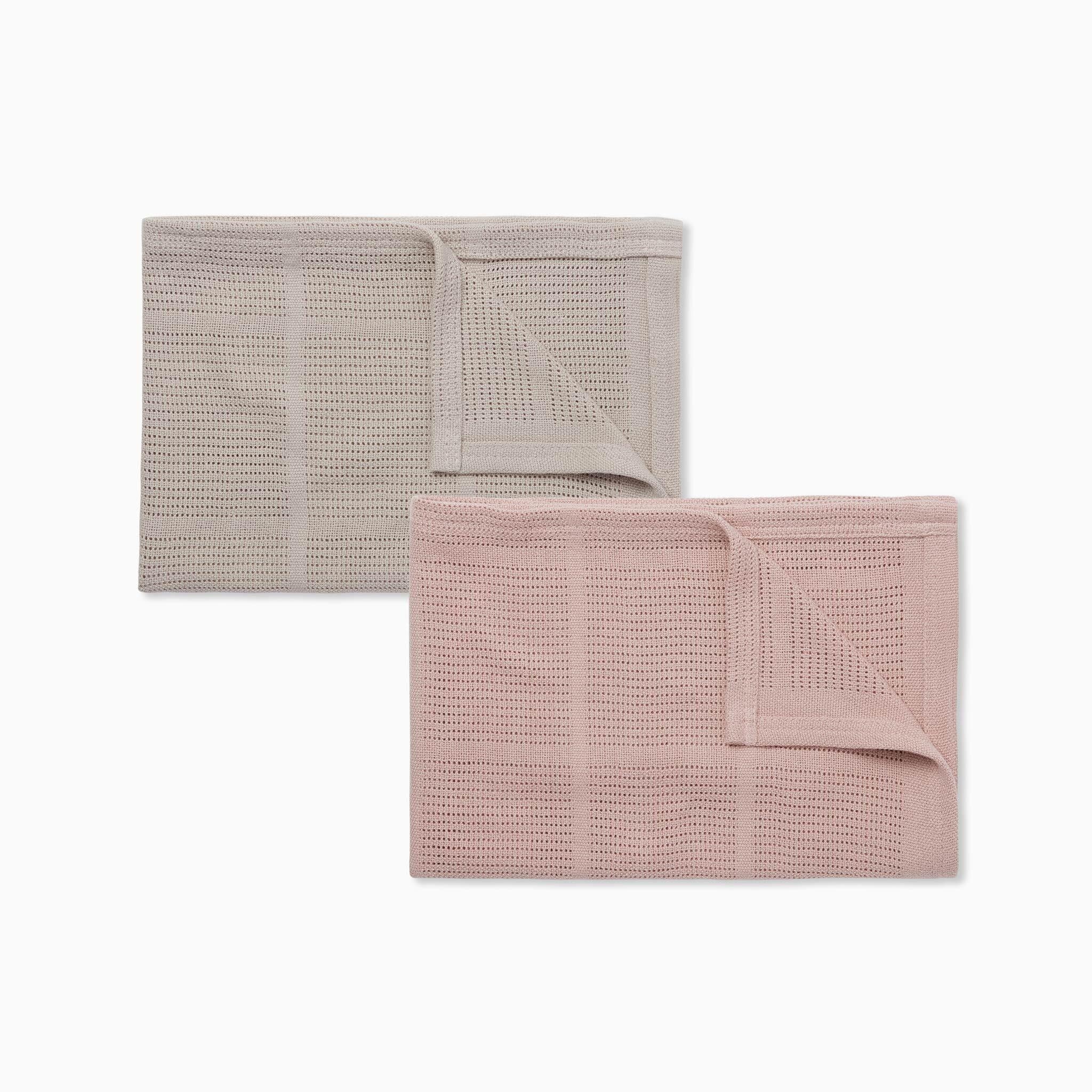 MORI Baby Cellular Blanket Pack of 2 Rose Biscuit Organic Cotton Bamboo Swaddle Lightweight Breathable for Newborn Ideal for Cot Crib Moses Basket Pram Durable One Size