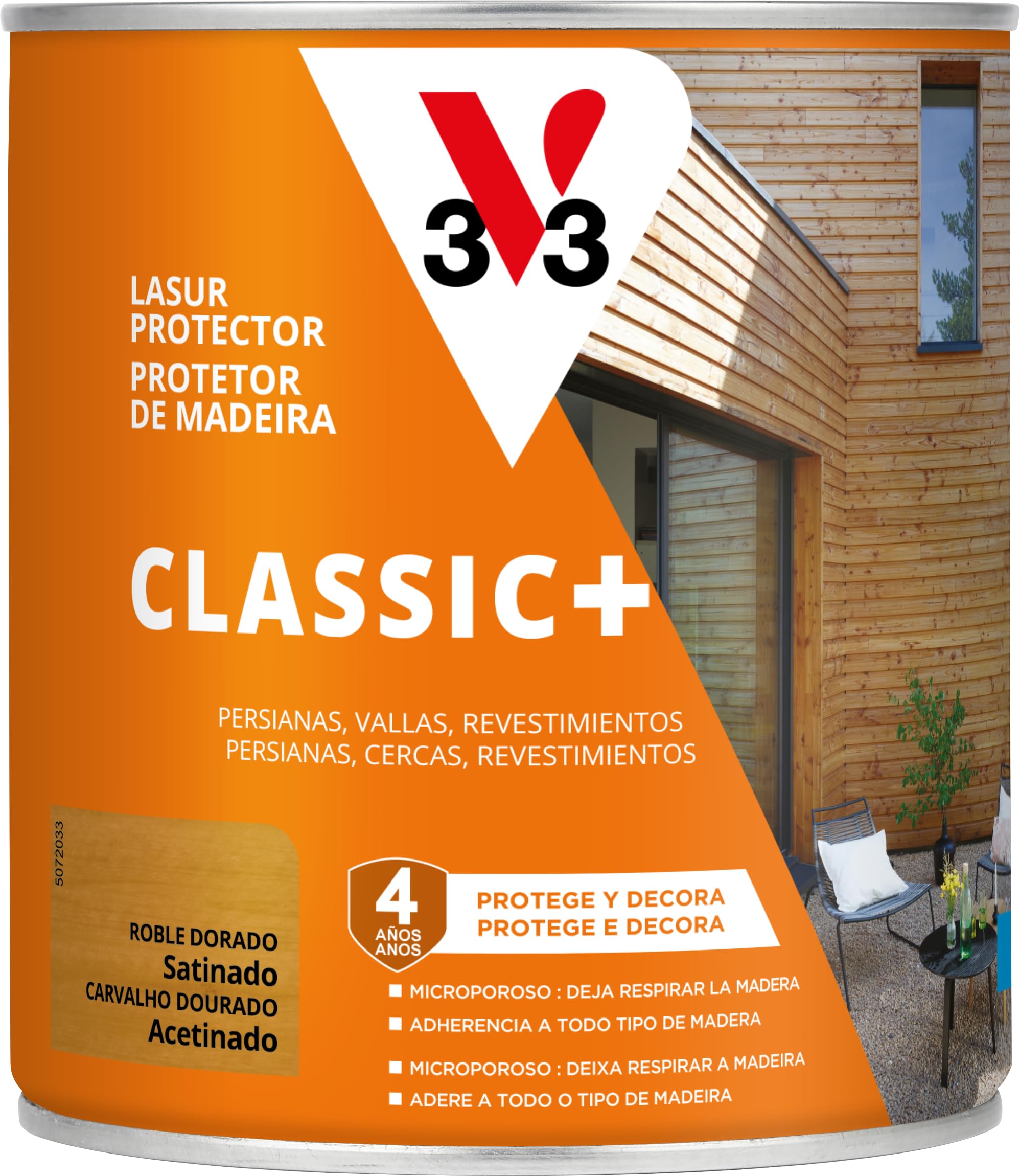 V33 PROTECTOR DECORATIVO DE LA MADERA CLASSIC+ SATINADO ROBLE DORADO 750ML